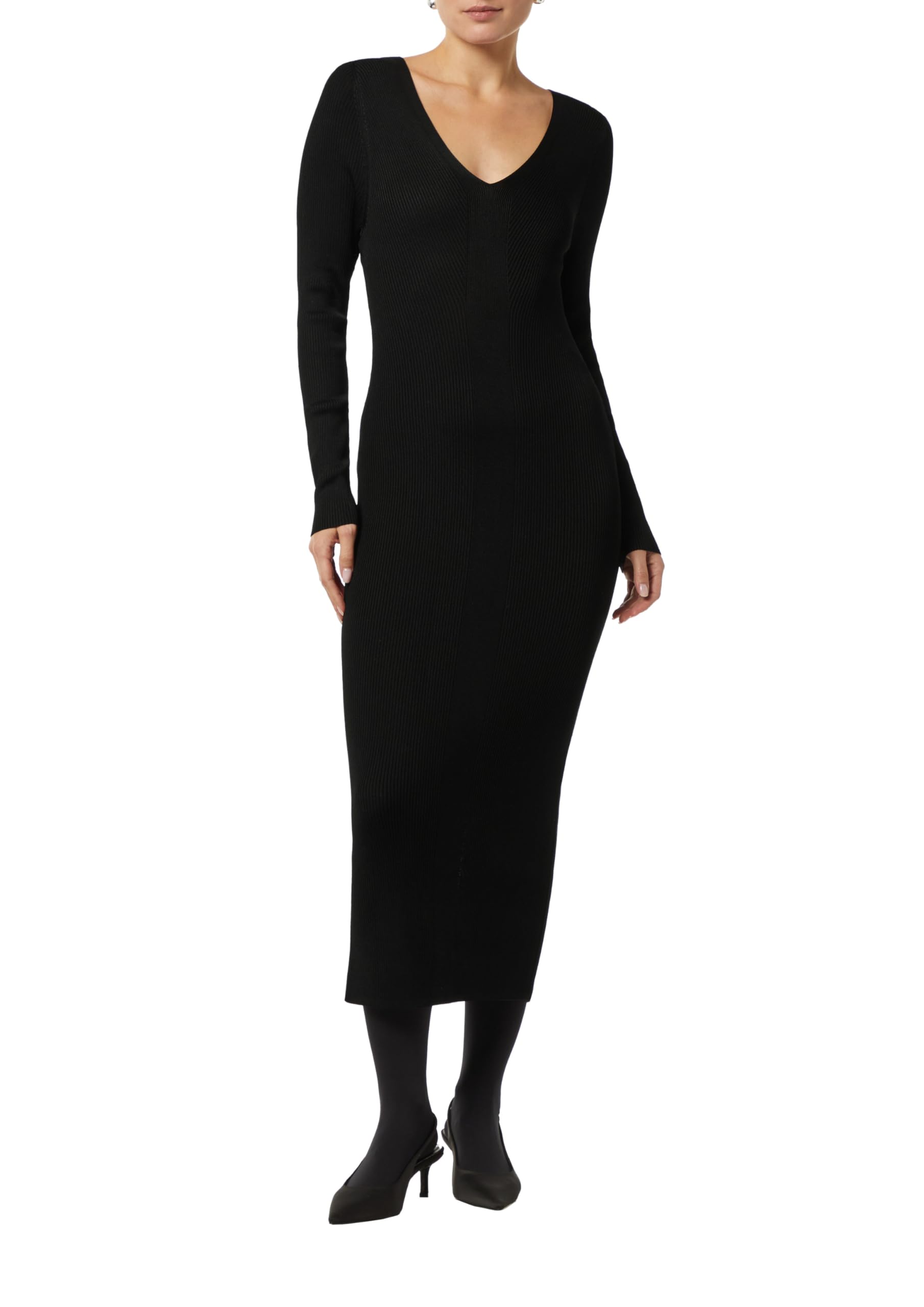 comma-slim-fit-kleid-v-ausschnitt-damenkleid-gr-44-schwarz image 8