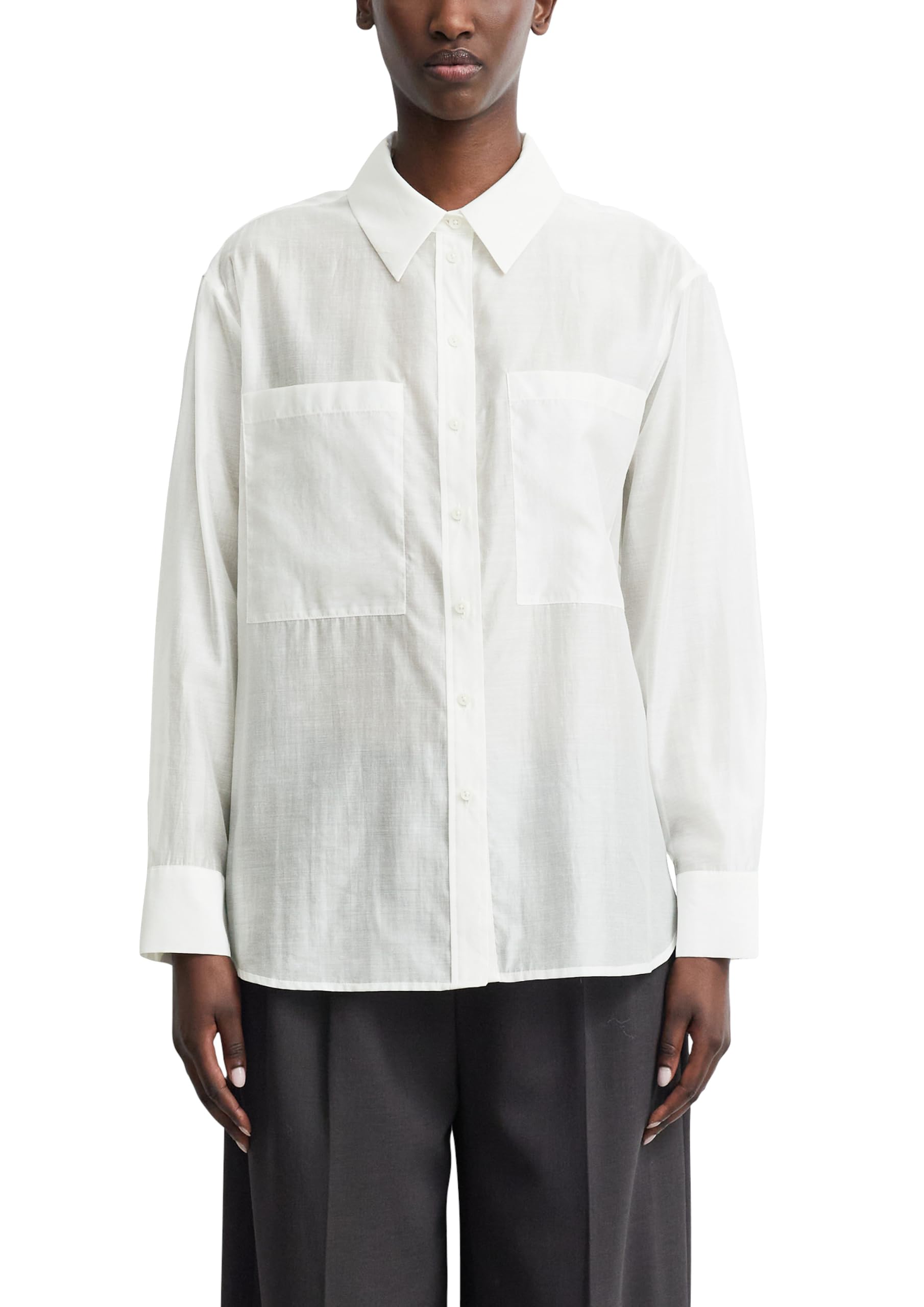 comma-bluse-voile-hemdkragen-langarm-gr-36-semi-transparent image 1