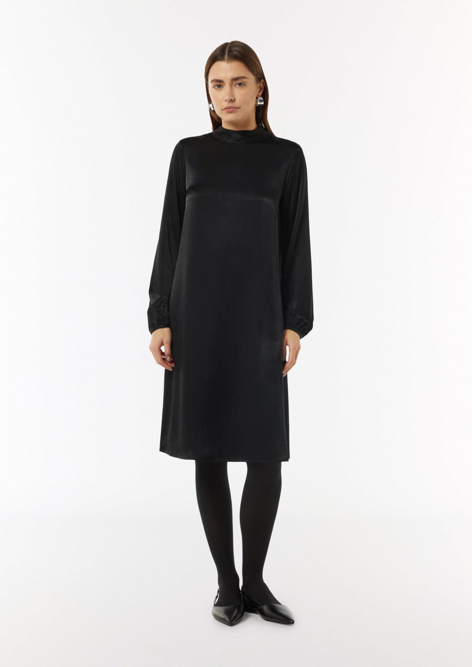 comma-viskosemix-kleid-mit-bindedetail-kleid-schwarz-viskose image 6