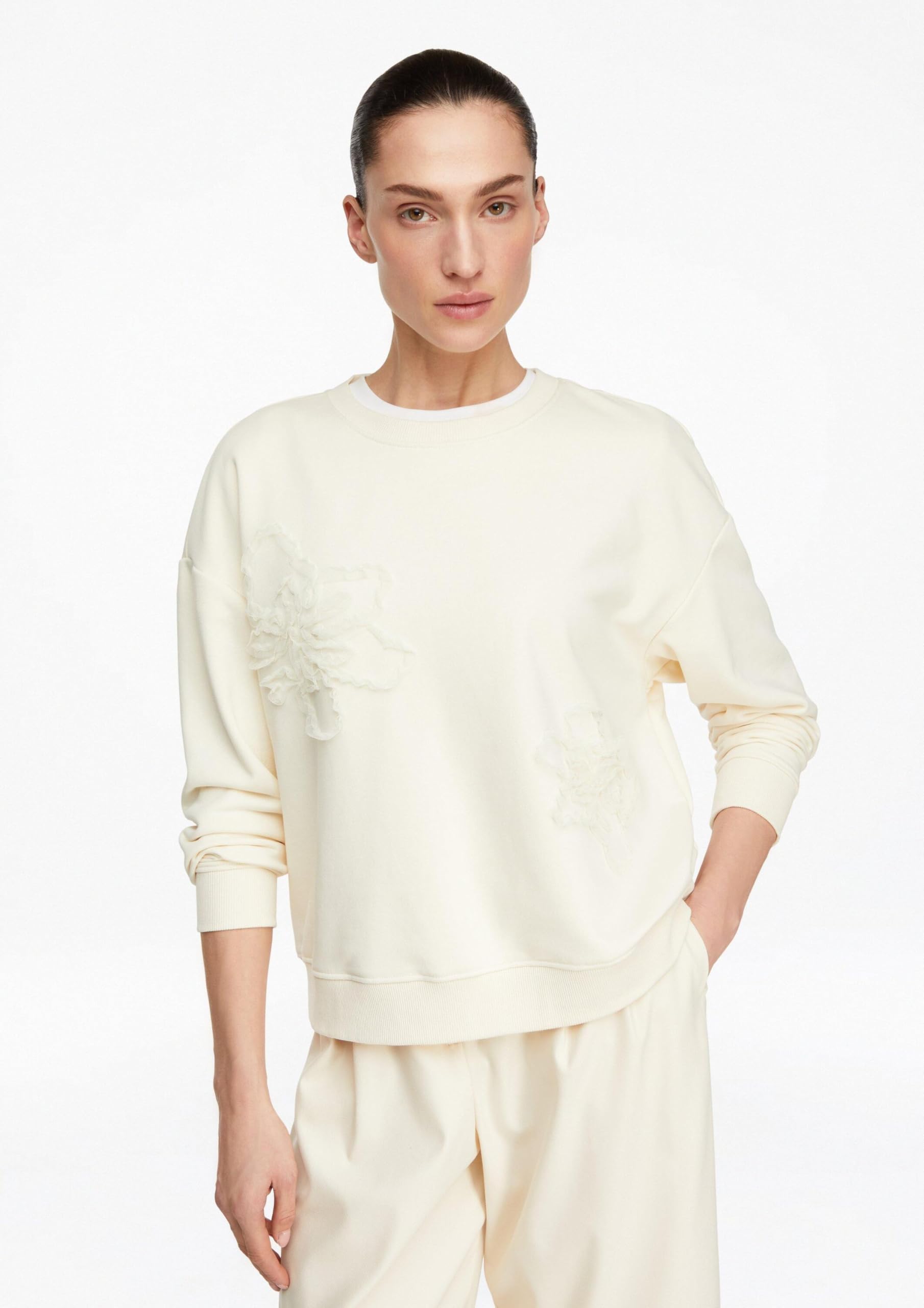 comma-sweatshirt-blumenapplikation-relaxed-fit-baumwolle image 6