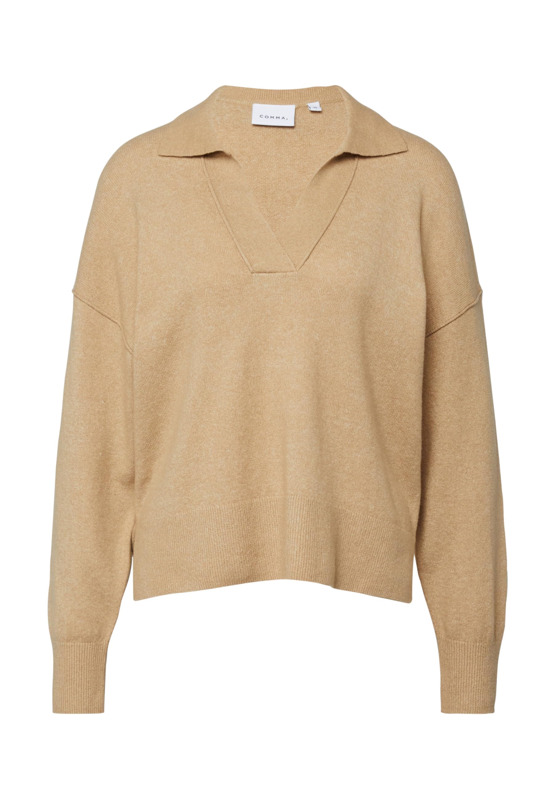 comma-strickpullover-polokragen-relaxed-fit-sandstein image 4