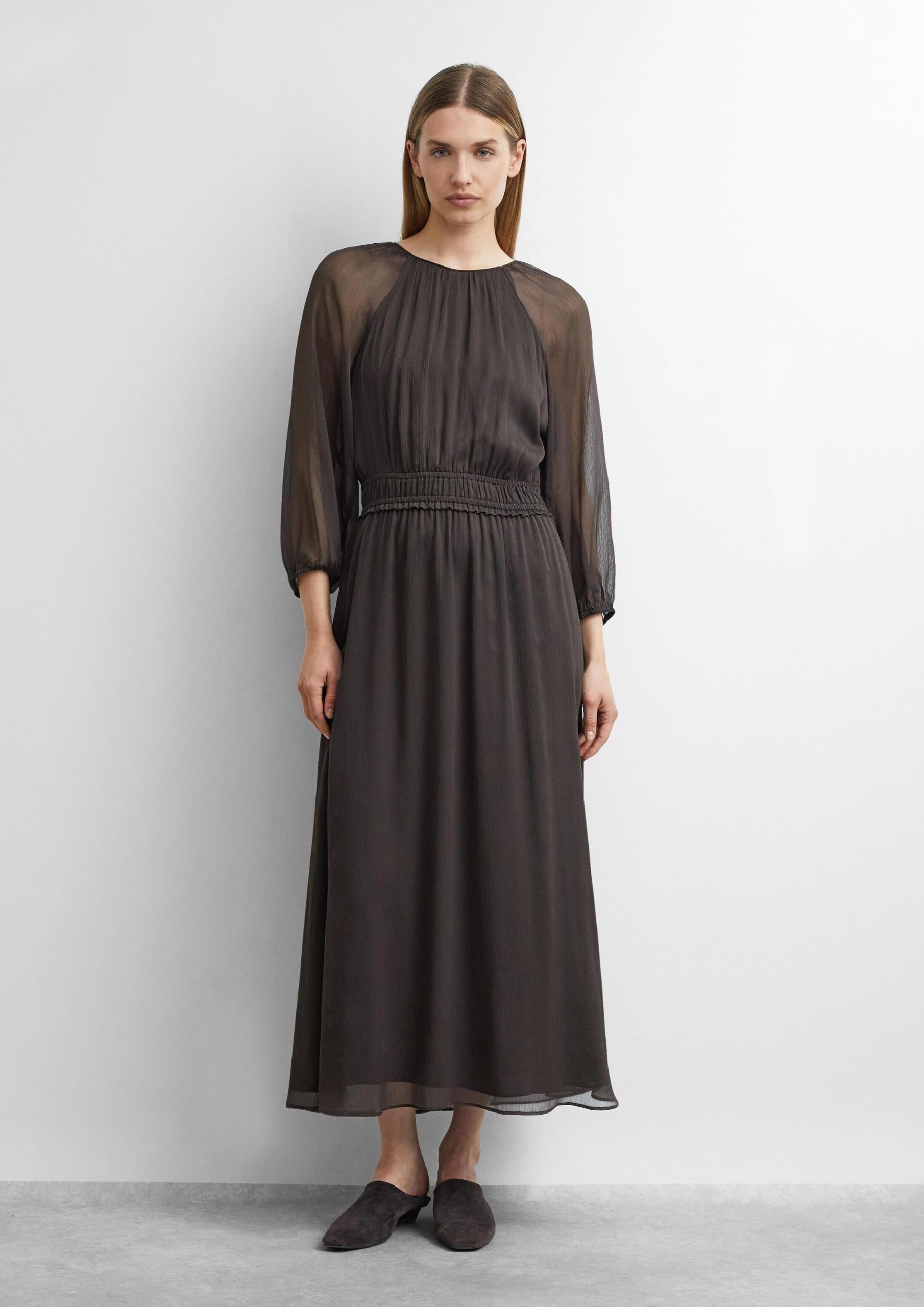 comma-maxikleid-chiffon-gr-38-langarm-semi-transparent image 6