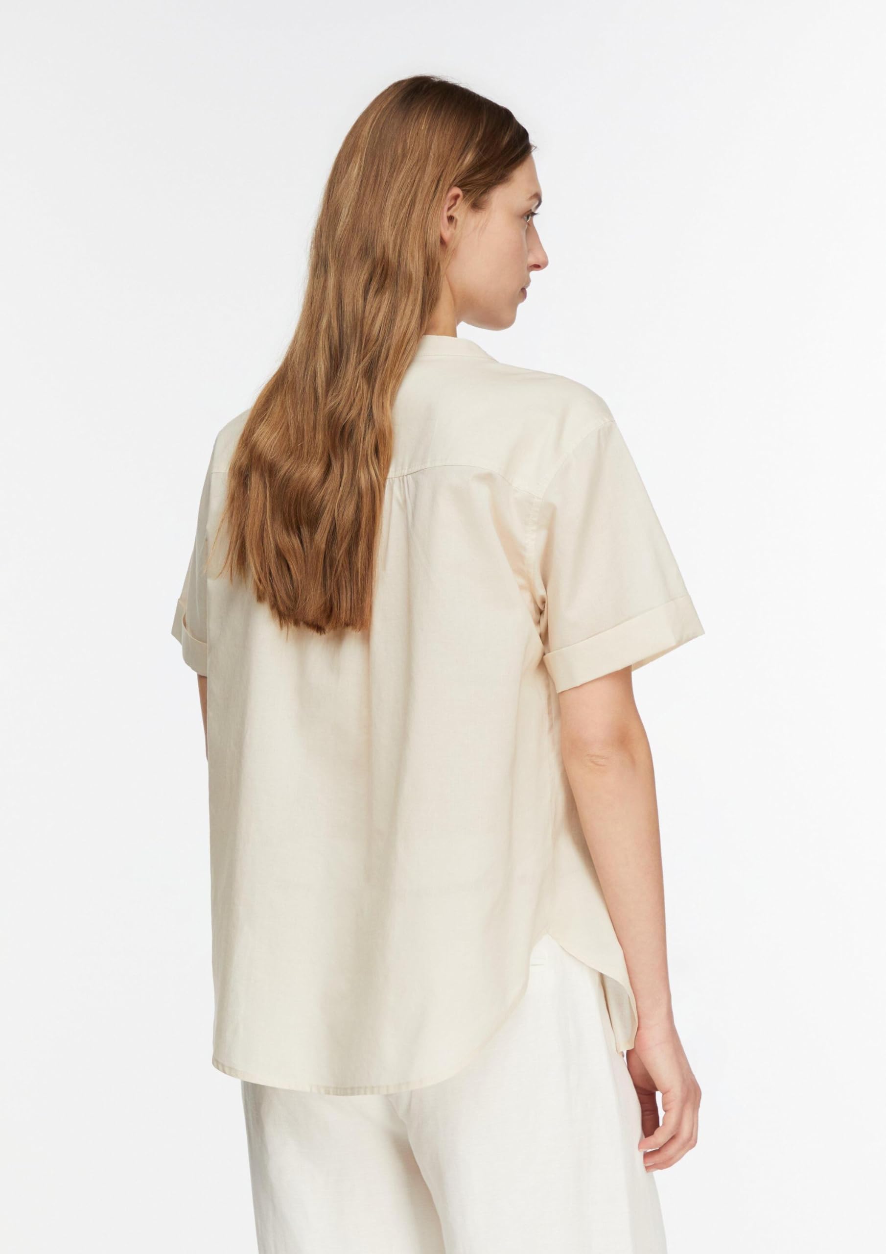 comma-blouses-kurzarm-bluse-baumwolle-stehkragen-damen image 7