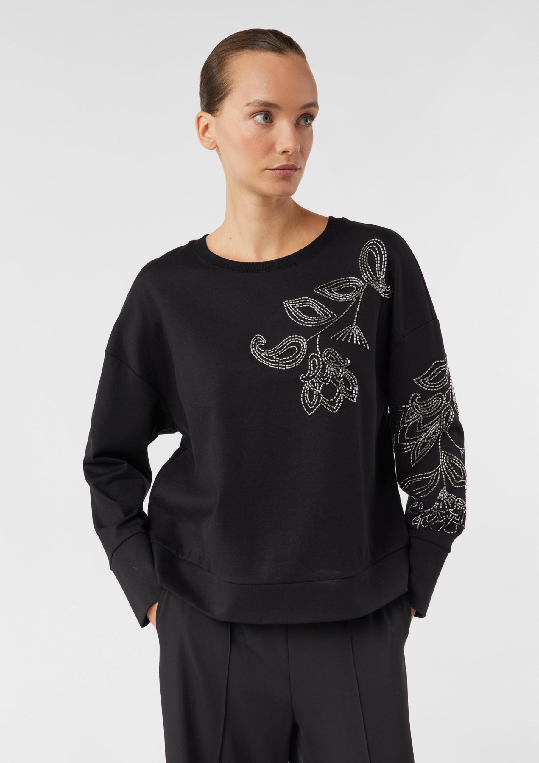 comma-sweatshirt-damen-mit-perlenstickerei-gr-46 image 6