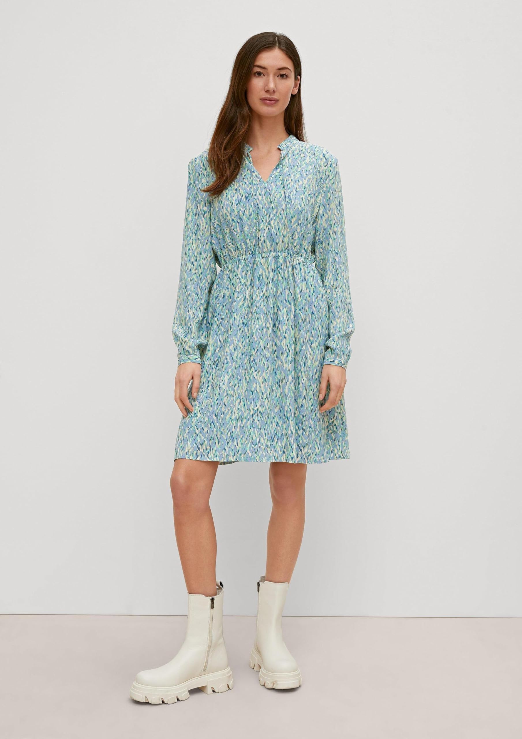 comma-cr-pe-kleid-viskose-kleid-blau-50a2 image 3
