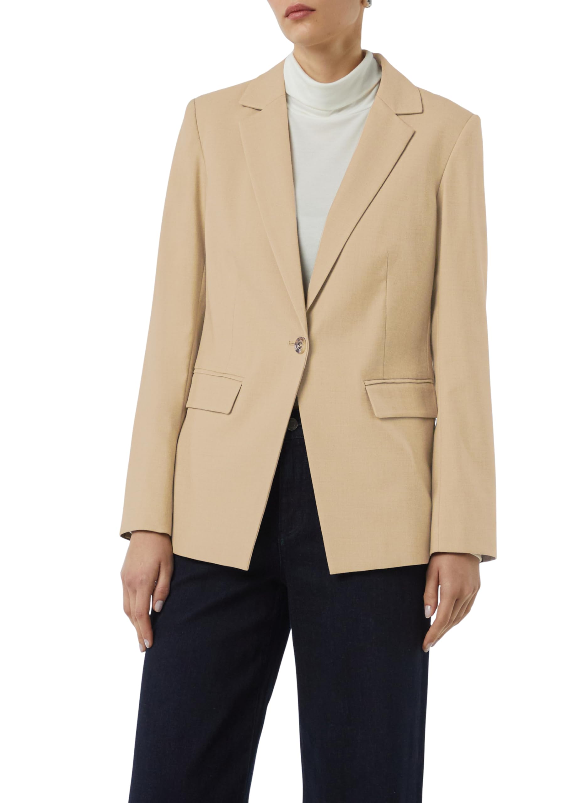 comma-blazer-taillierter-twill-blazer-damen-sandfarben-gr-42 image 1