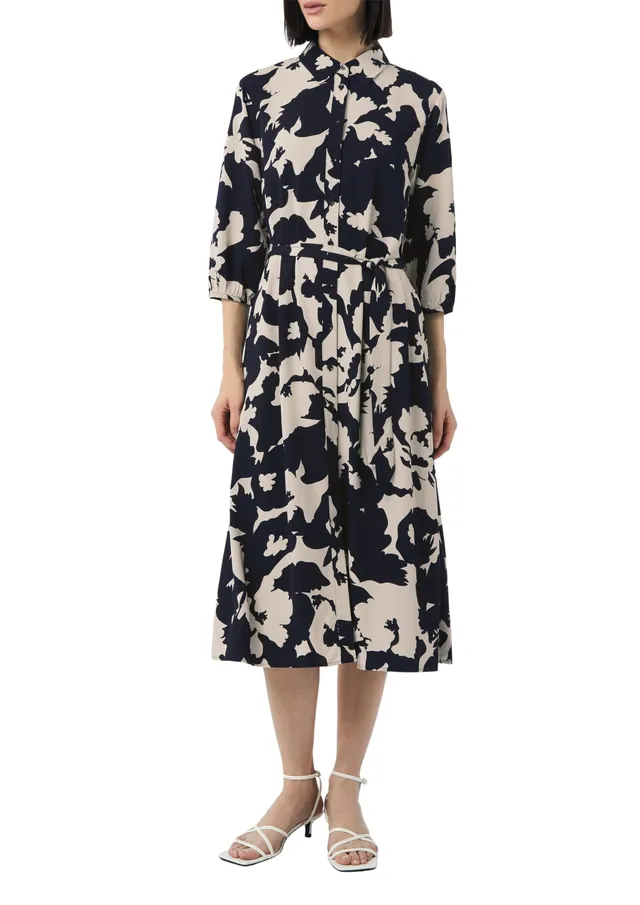 comma-hemdblusenkleid-midi-mit-bindeg-rtel-midikleid image 1