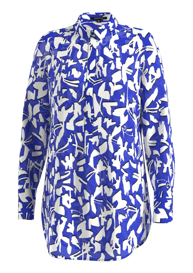 comma-blouses-longbluse-chiffon-allover-print-gemustert image 1