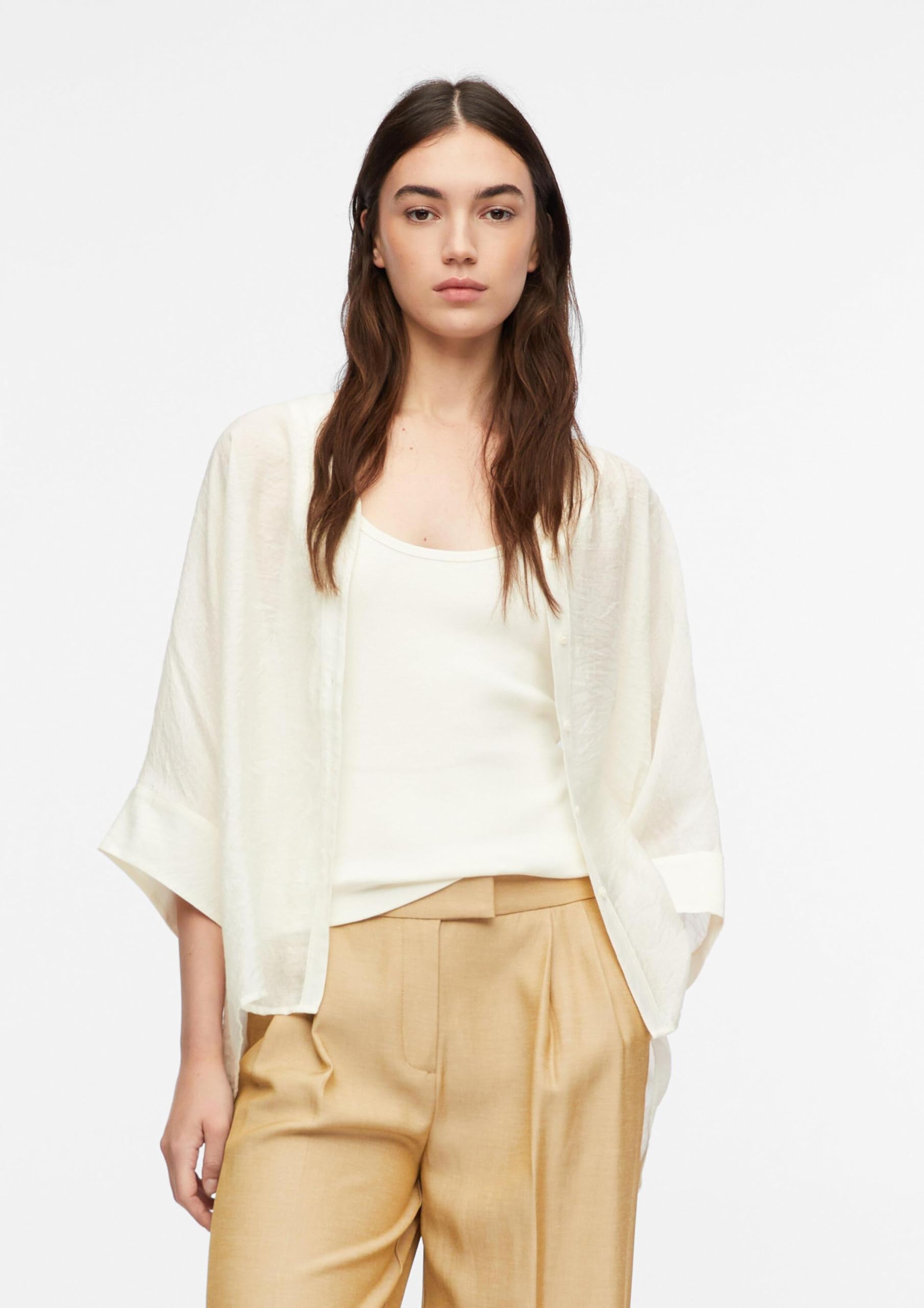 comma-poncho-bluse-chiffon-bluse-helles-beige-l-halbtransparent image 5