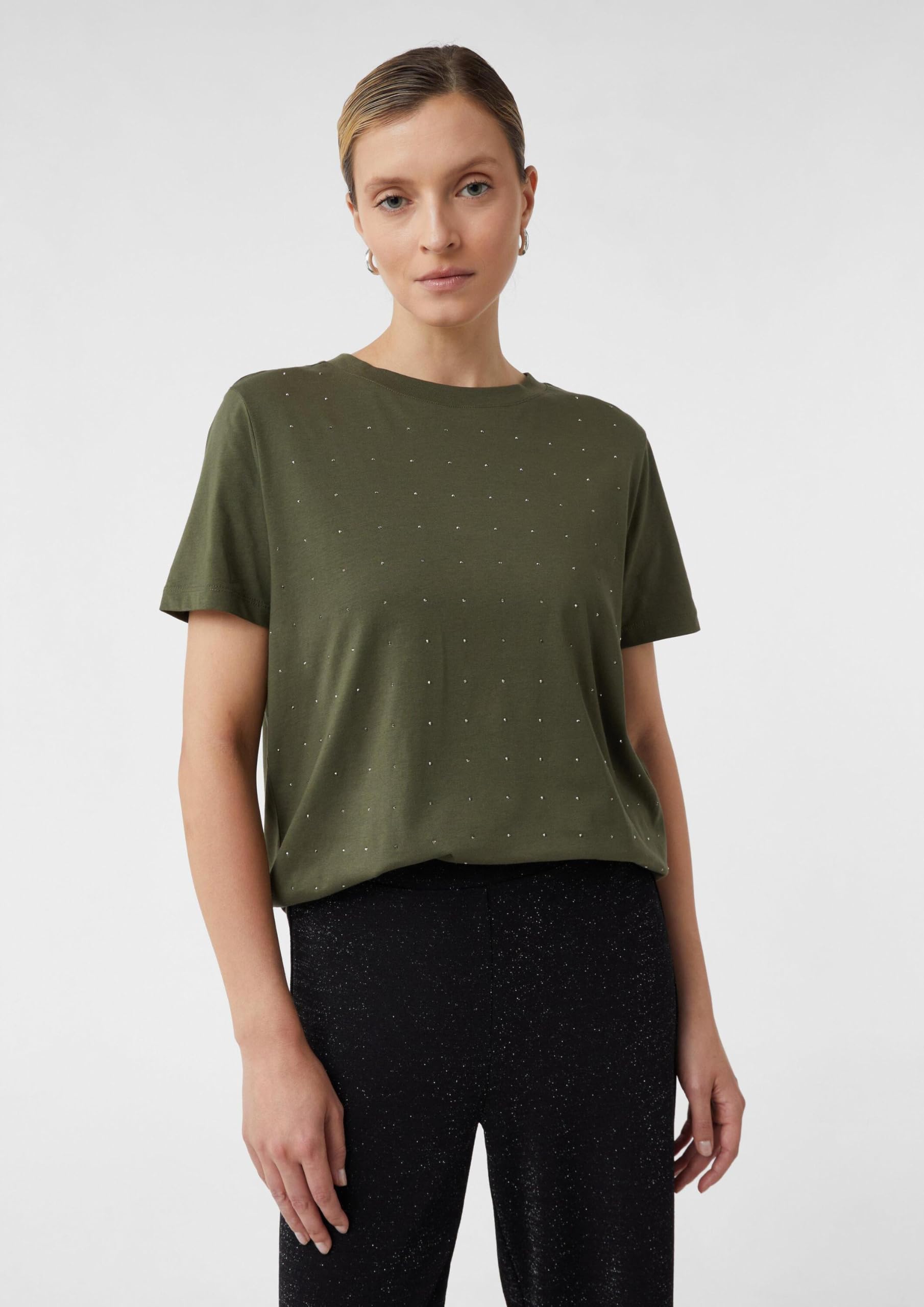comma-t-shirt-mit-schmucksteinen-gr-e-46-schwarz-kurzarm image 3