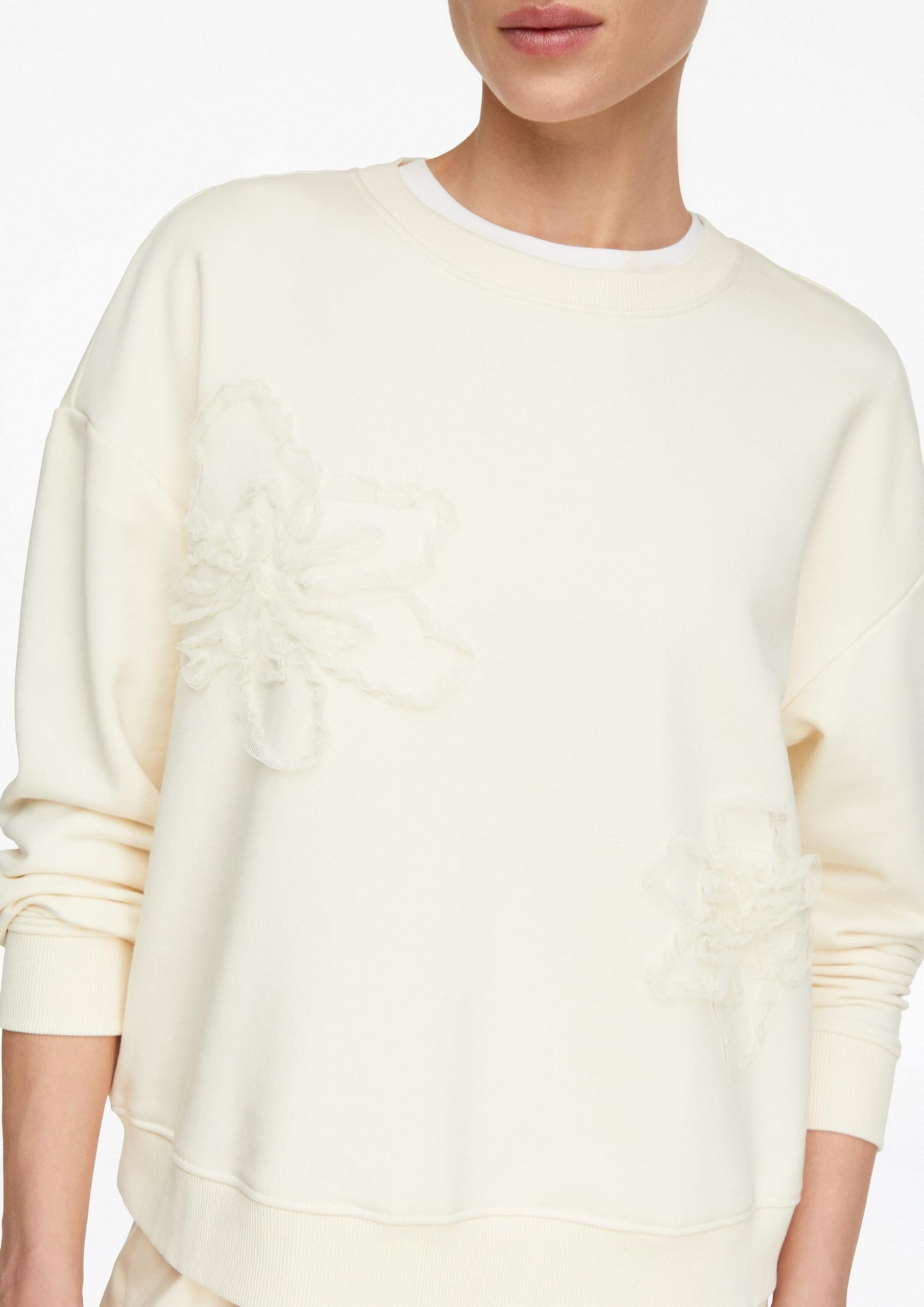 comma-sweatshirt-blumenapplikation-relaxed-fit-baumwolle image 4