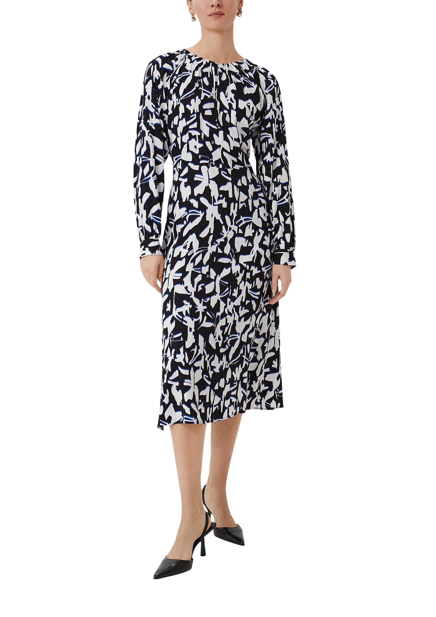 comma-dresses-flie-endes-maxikleid-all-over-print-royalblau image 1
