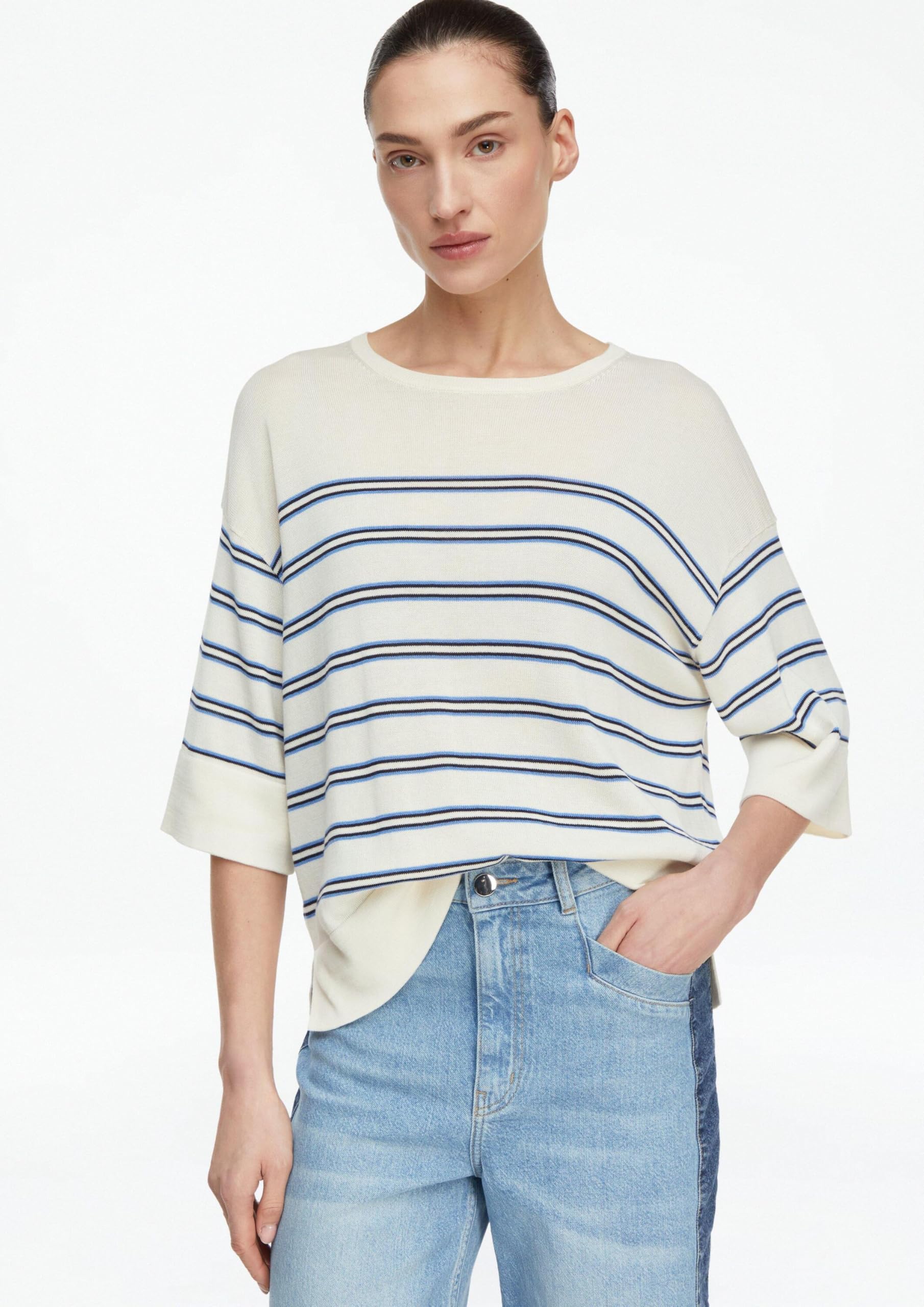 comma-knitwear-strickpullover-gestreift-kurzarm-gr-l-relaxed-fit image 3