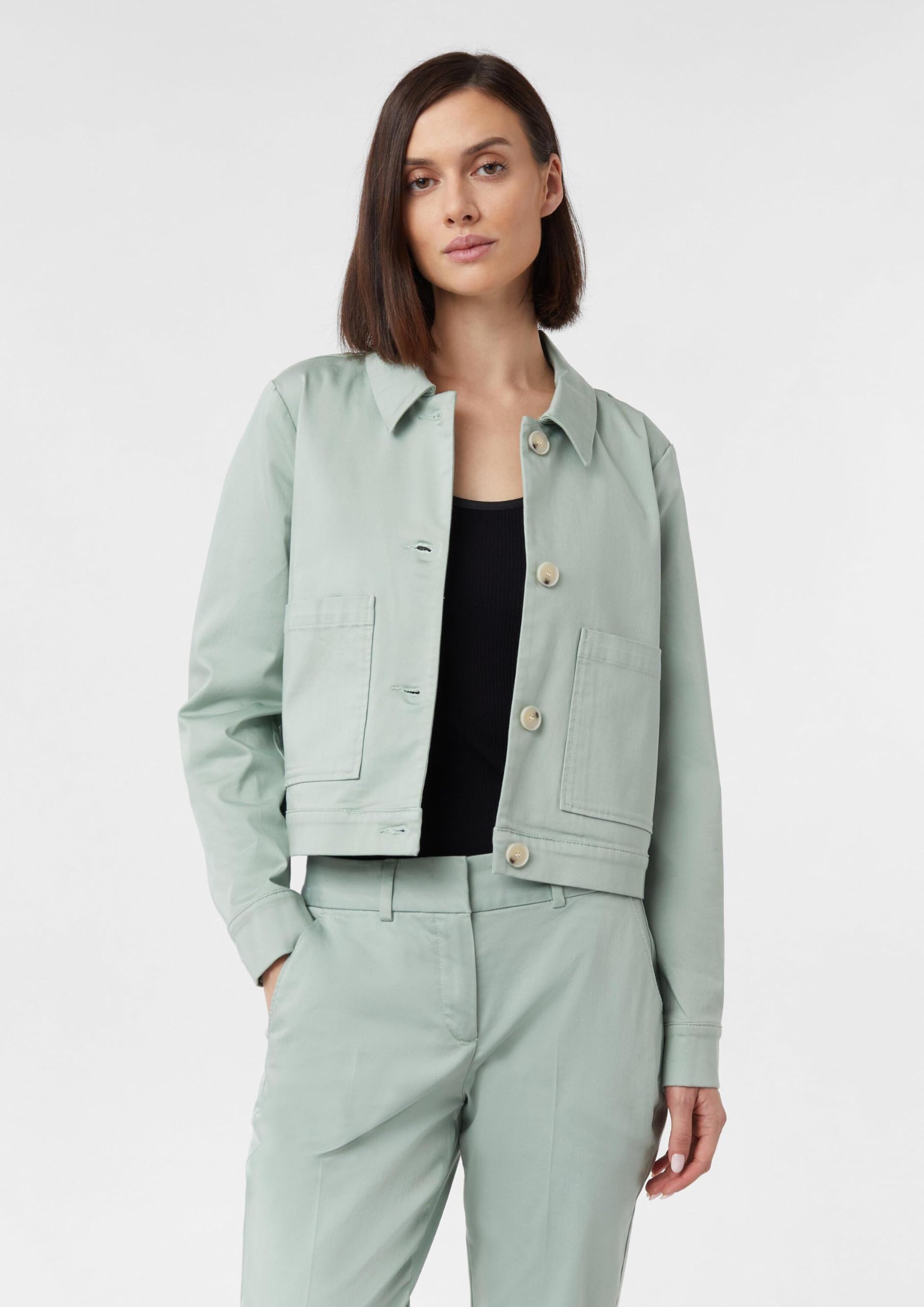 comma-baumwollsatin-jacke-boxy-fit-hemdkragen image 3