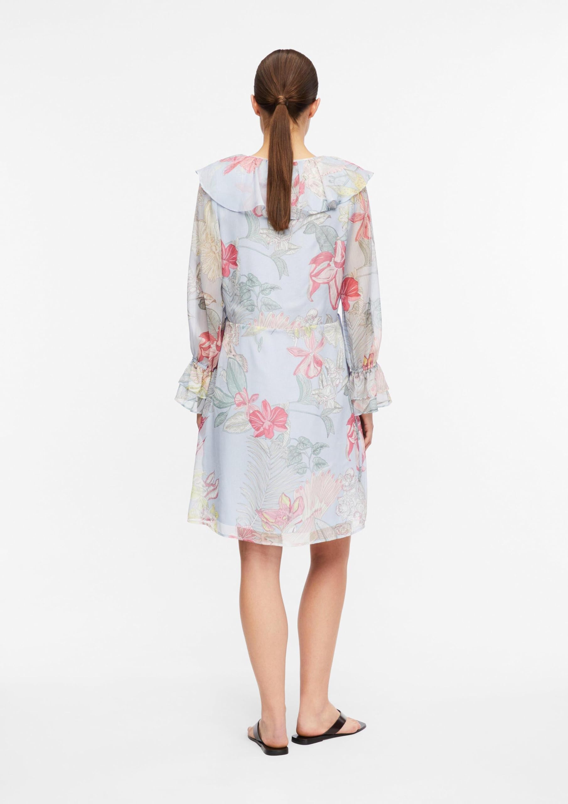comma-dresses-midikleid-v-ausschnitt-langarm-beige image 7