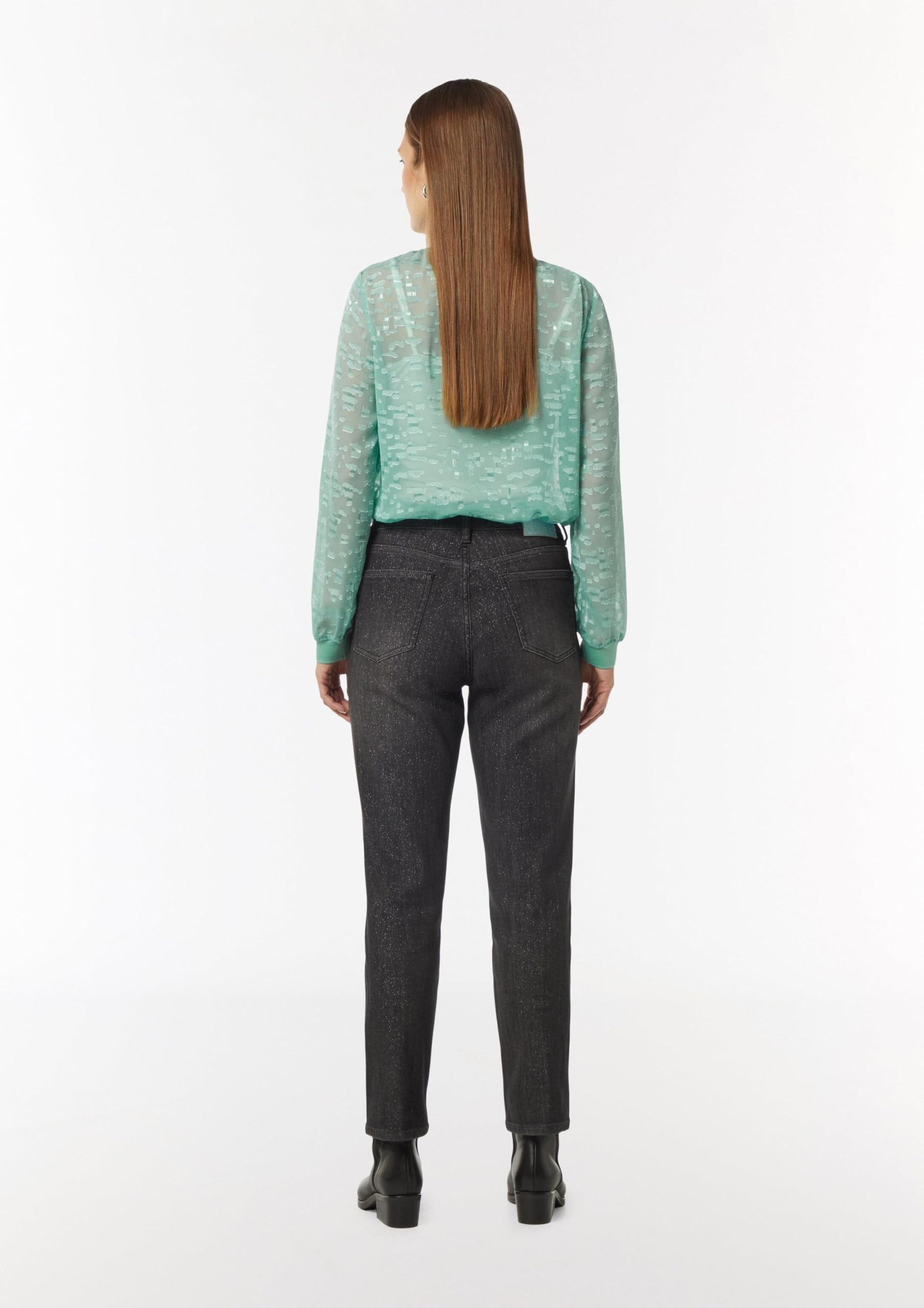 comma-jacquard-bluse-zip-ausschnitt-transparent-minze image 7