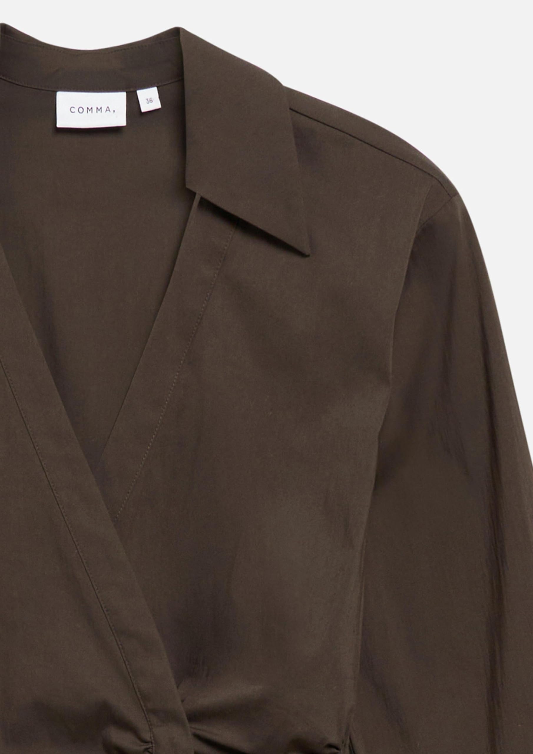 comma-blouses-wickelbluse-baumwollpopeline-beige-tailliert image 5