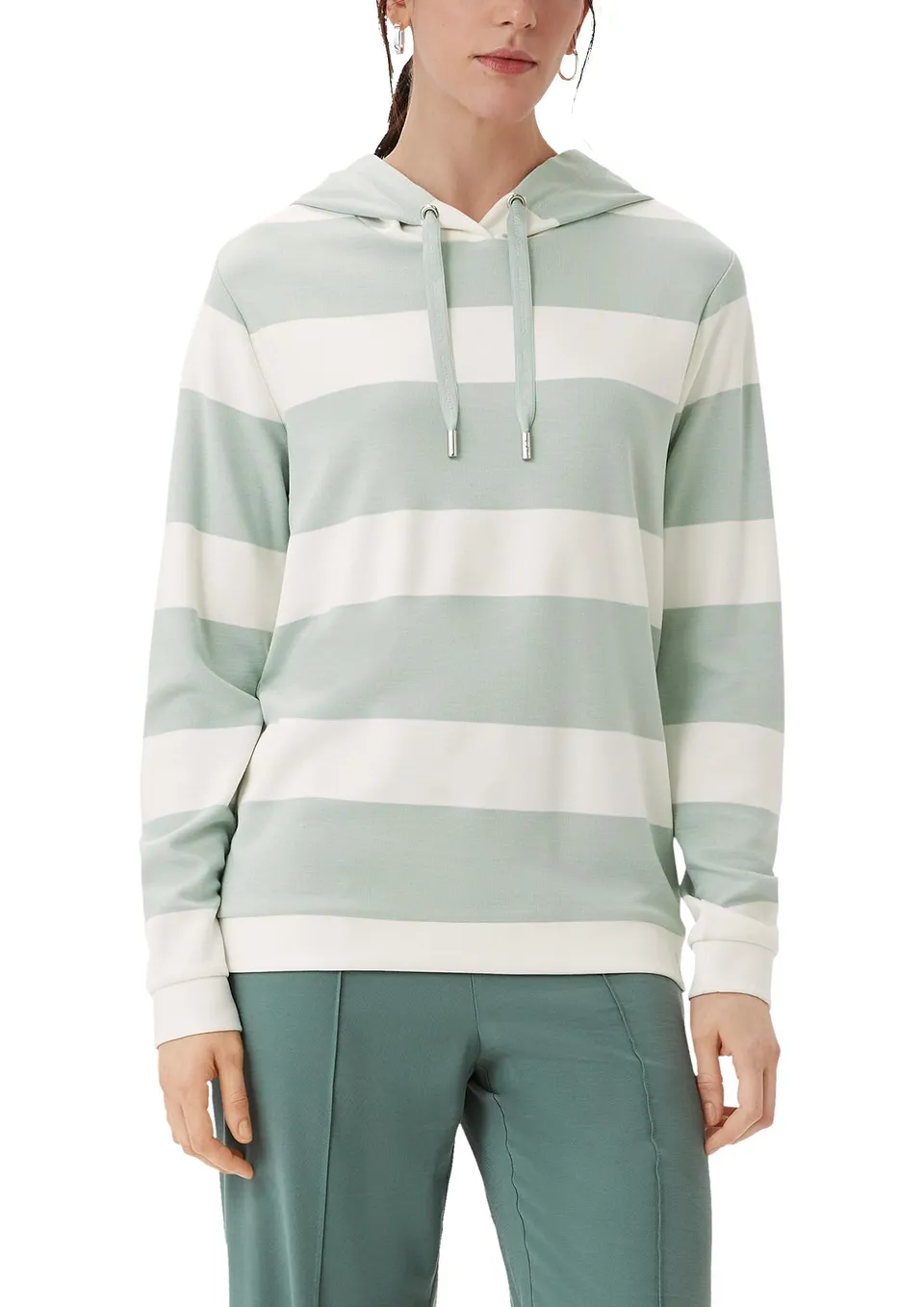 comma-sweatshirt-hoodie-damen-salbeigr-n-jersey-mit-kapuze image 1