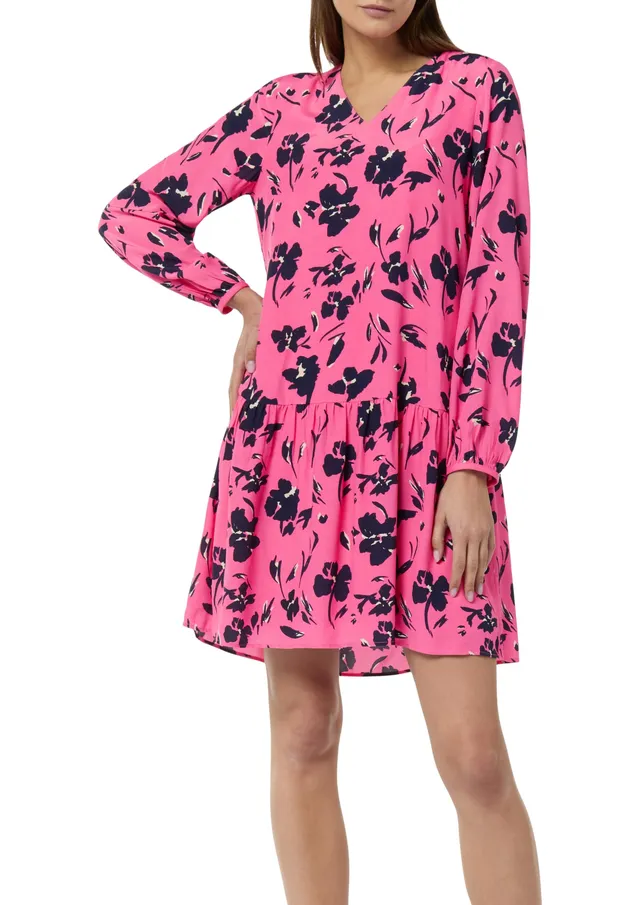 comma-minikleid-damen-pink-viskose-v-ausschnitt image 1