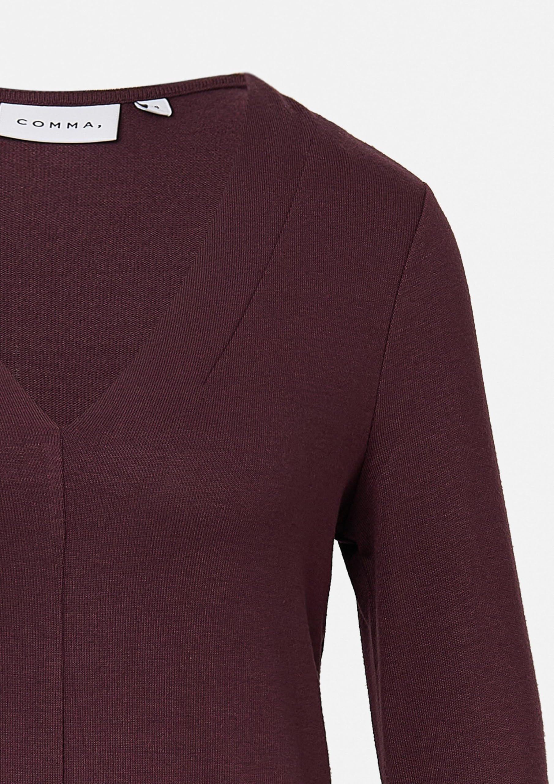 comma-tops-langarmshirt-viskosemix-v-ausschnitt-bordeaux image 5