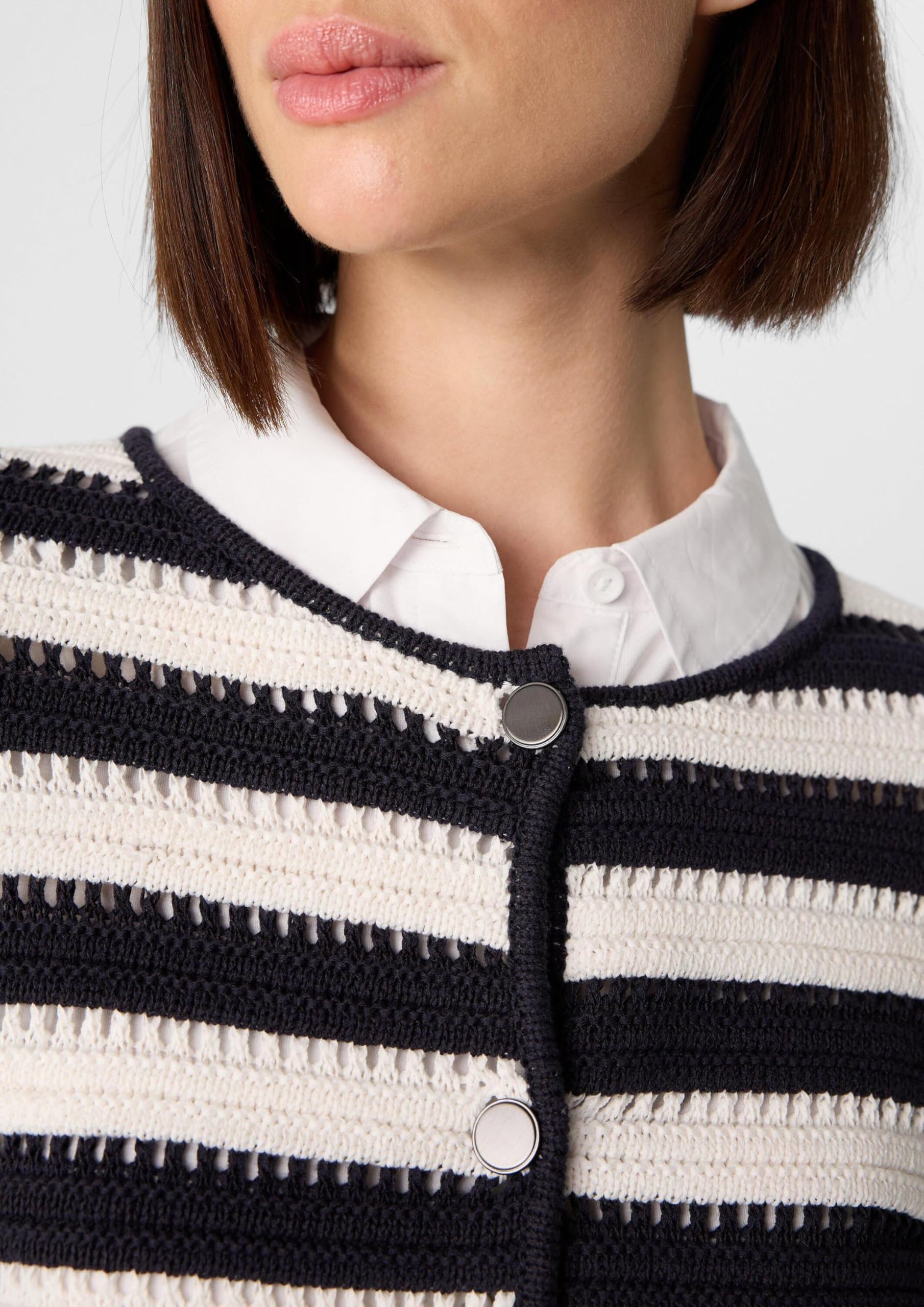comma-strickjacke-2168921-damen-schiefergrau-cardigan-gestreift image 6