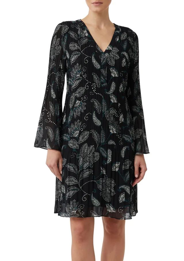 comma-blusenkleid-plissee-optik-midikleid-langarm-gr-e-32 image 1