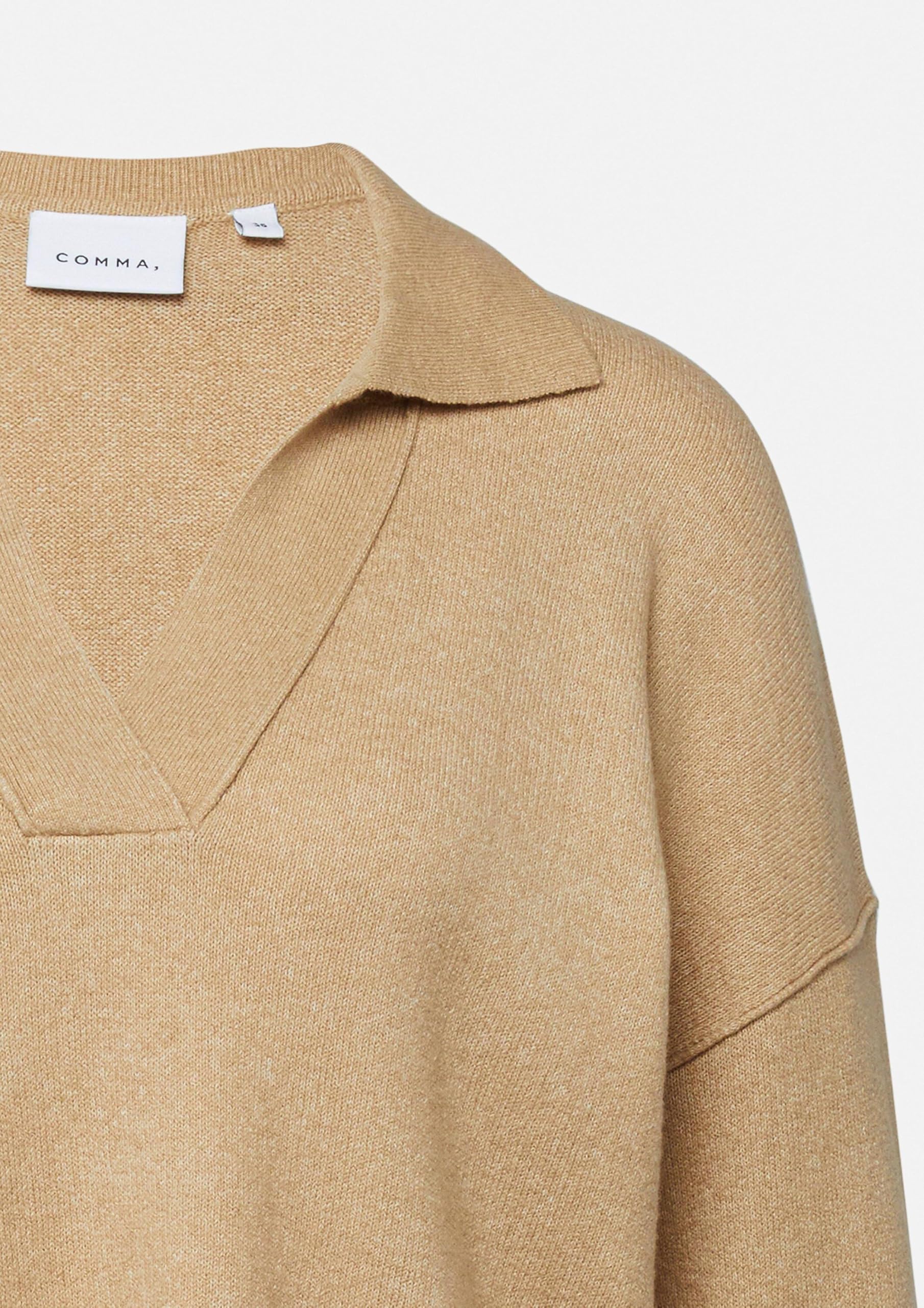 comma-strickpullover-polokragen-relaxed-fit-sandstein image 6