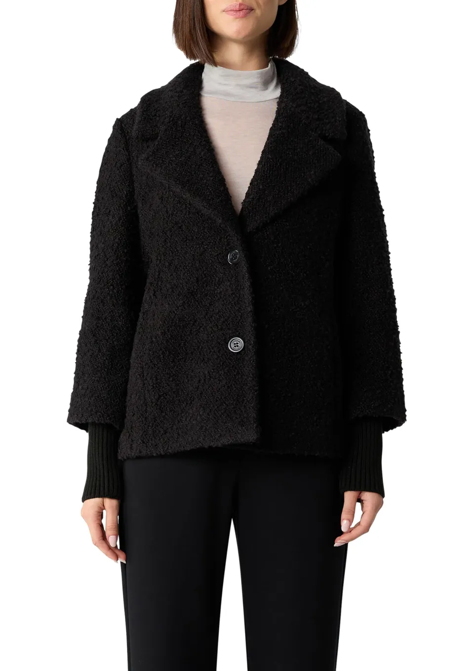 comma-boucl-jacke-kurz-damen-gr-44-mit-rippb-ndchen image 1