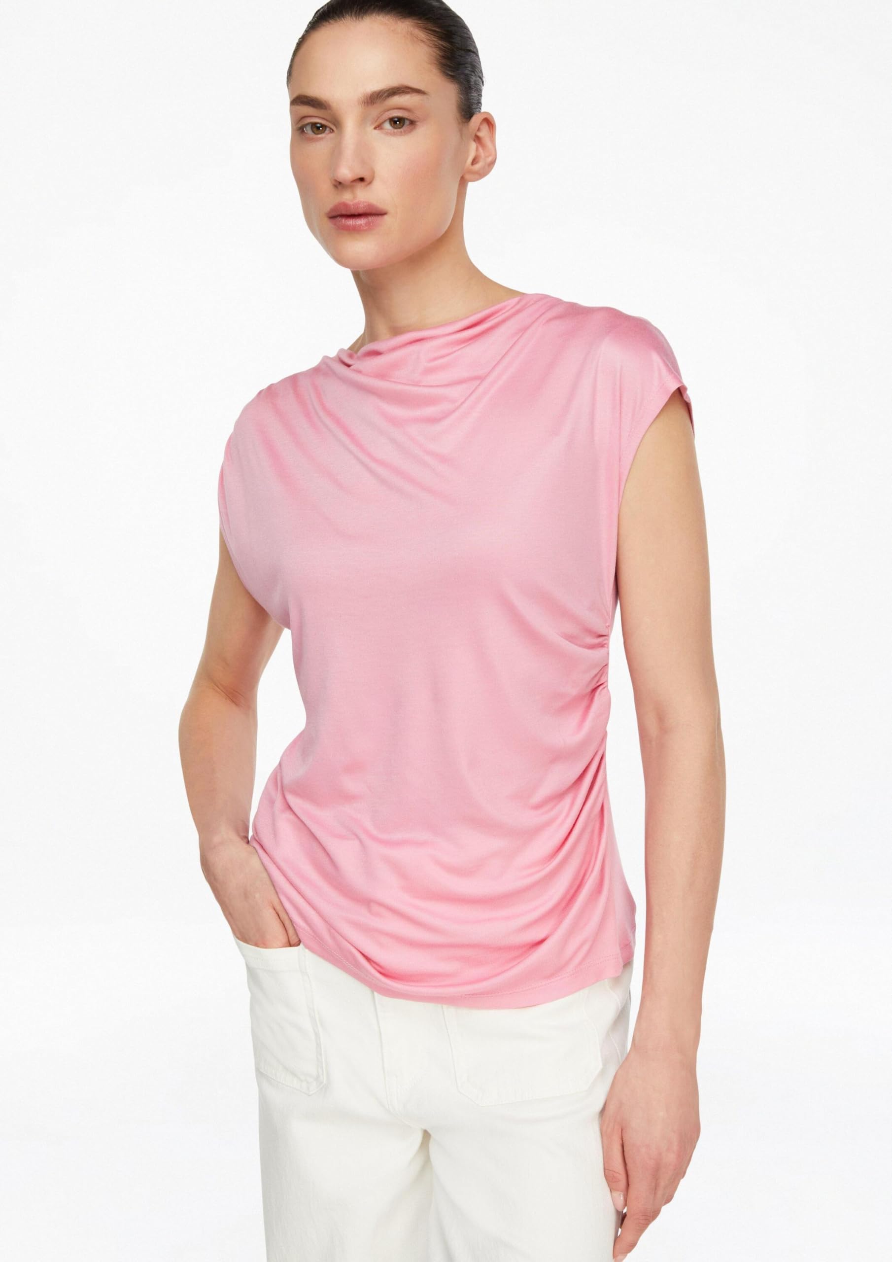comma-t-shirt-tailliert-jersey-gr-36-rosa-rundhals-falte image 6