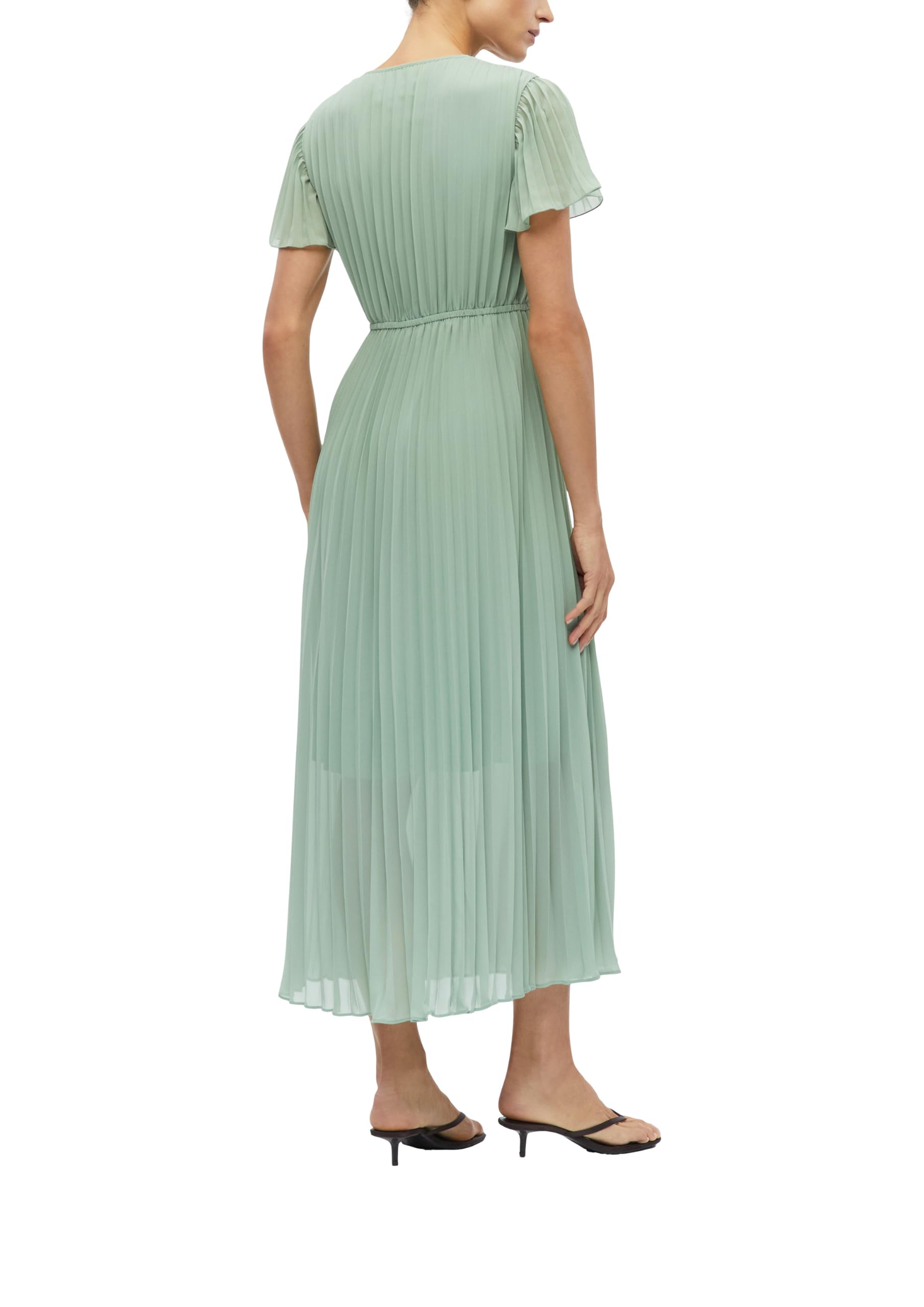 comma-dresses-midikleid-plissee-v-ausschnitt-fl-gelarm image 2