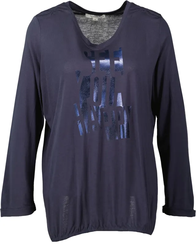 comma-tops-langarmshirt-print-dunkelblau image 1