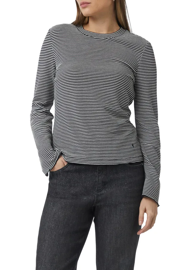 comma-langarmshirt-strukturstreifen-damen-shirt-schwarz-44 image 1
