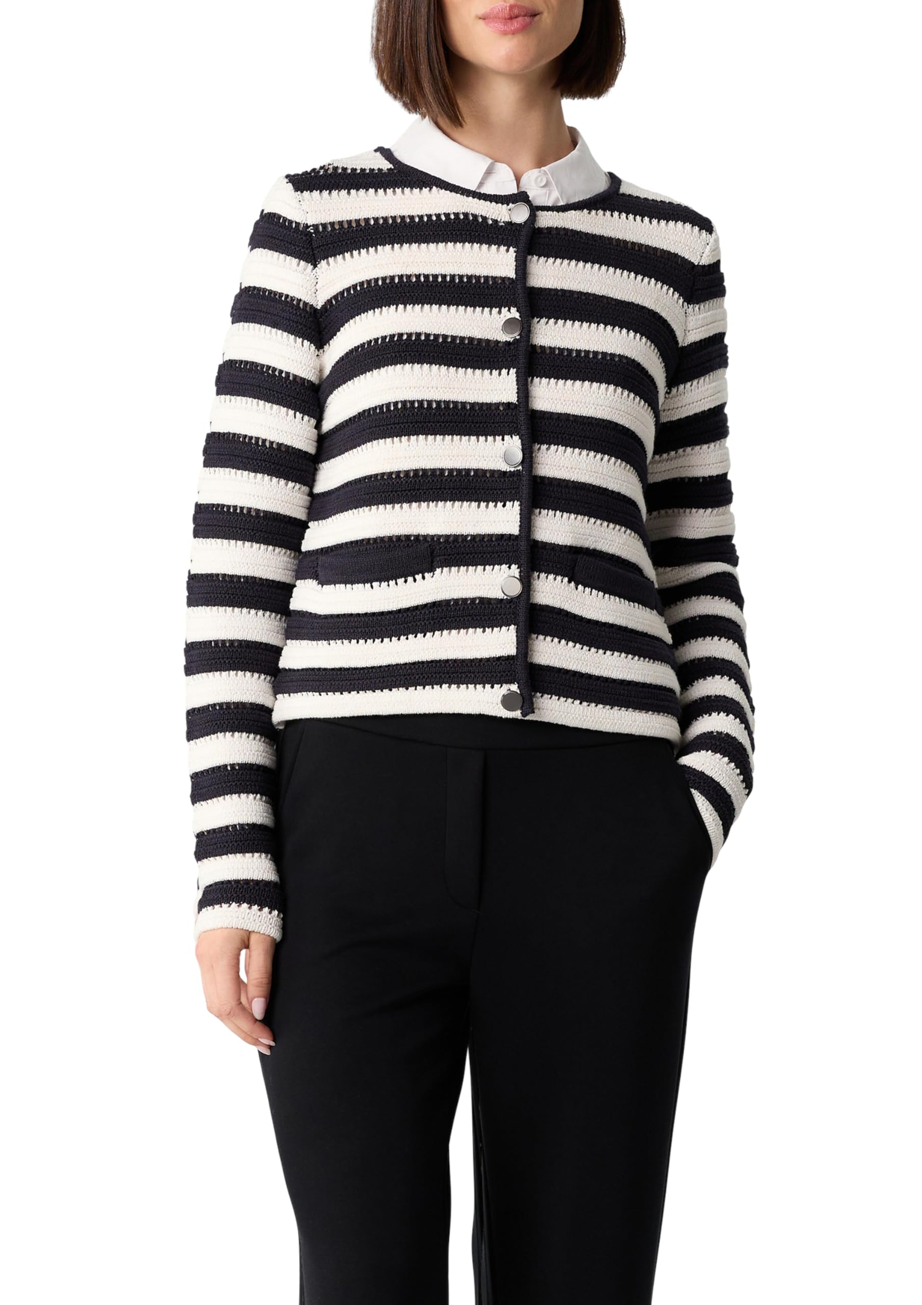 comma-strickjacke-2168921-damen-schiefergrau-cardigan-gestreift image 8