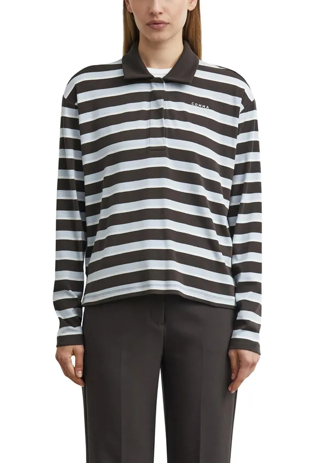 comma-tops-poloshirt-langarm-relaxed-fit-gr-38-mit-logo image 1