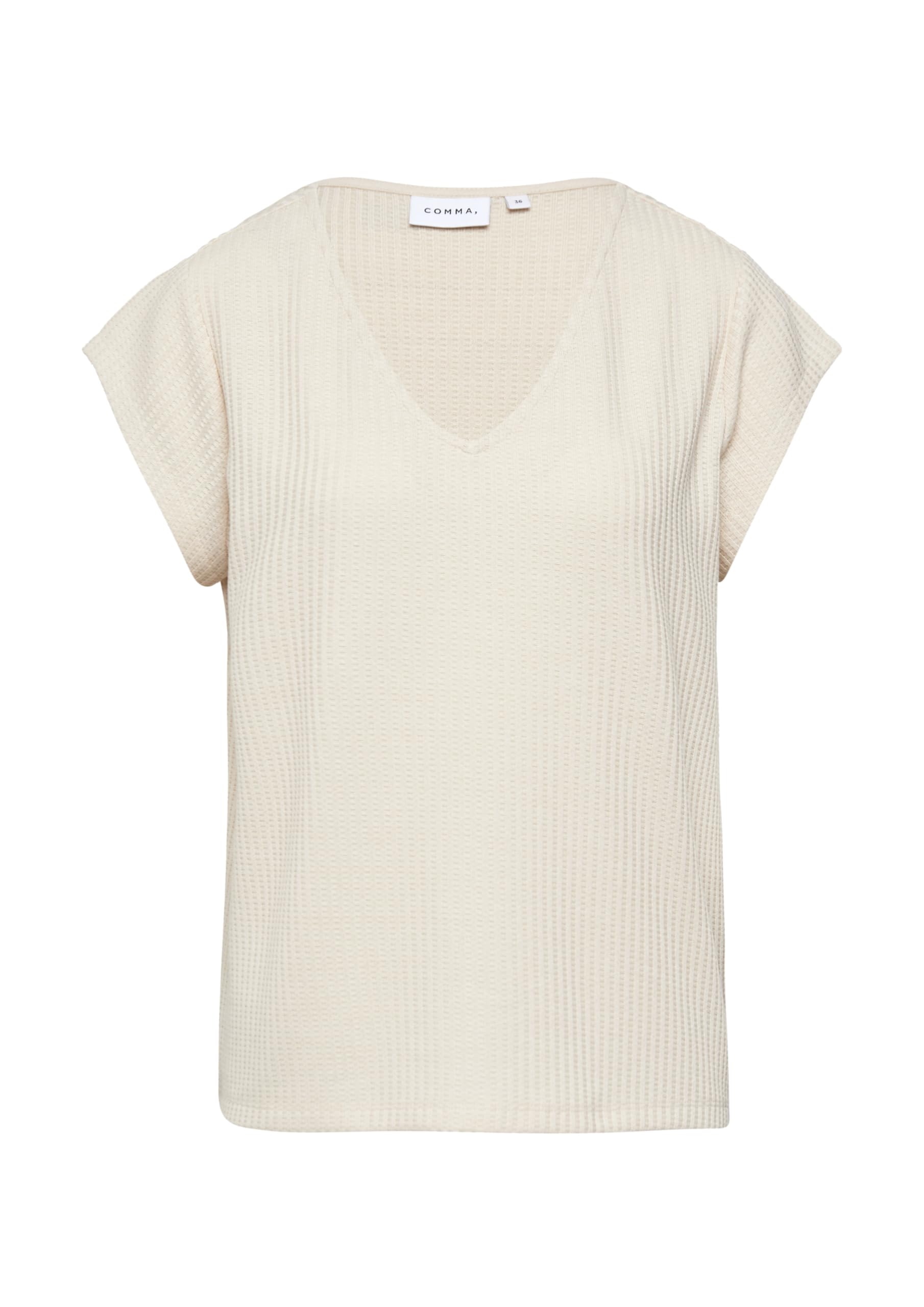 comma-jersey-t-shirt-v-ausschnitt-gr-34-beige-strukturiert image 3