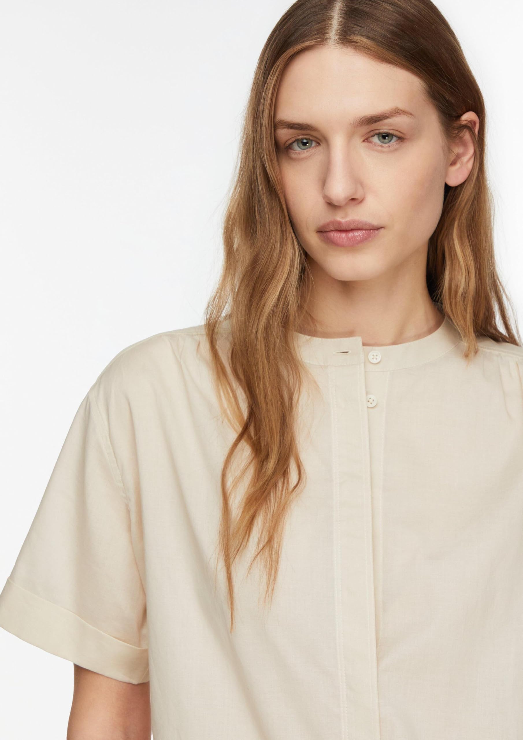 comma-blouses-kurzarm-bluse-baumwolle-stehkragen-damen image 3