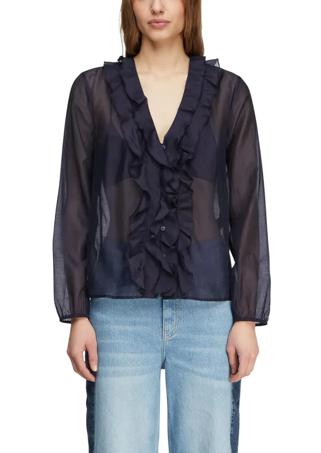 comma-lyocell-bluse-v-ausschnitt-gr-40-navy image 1