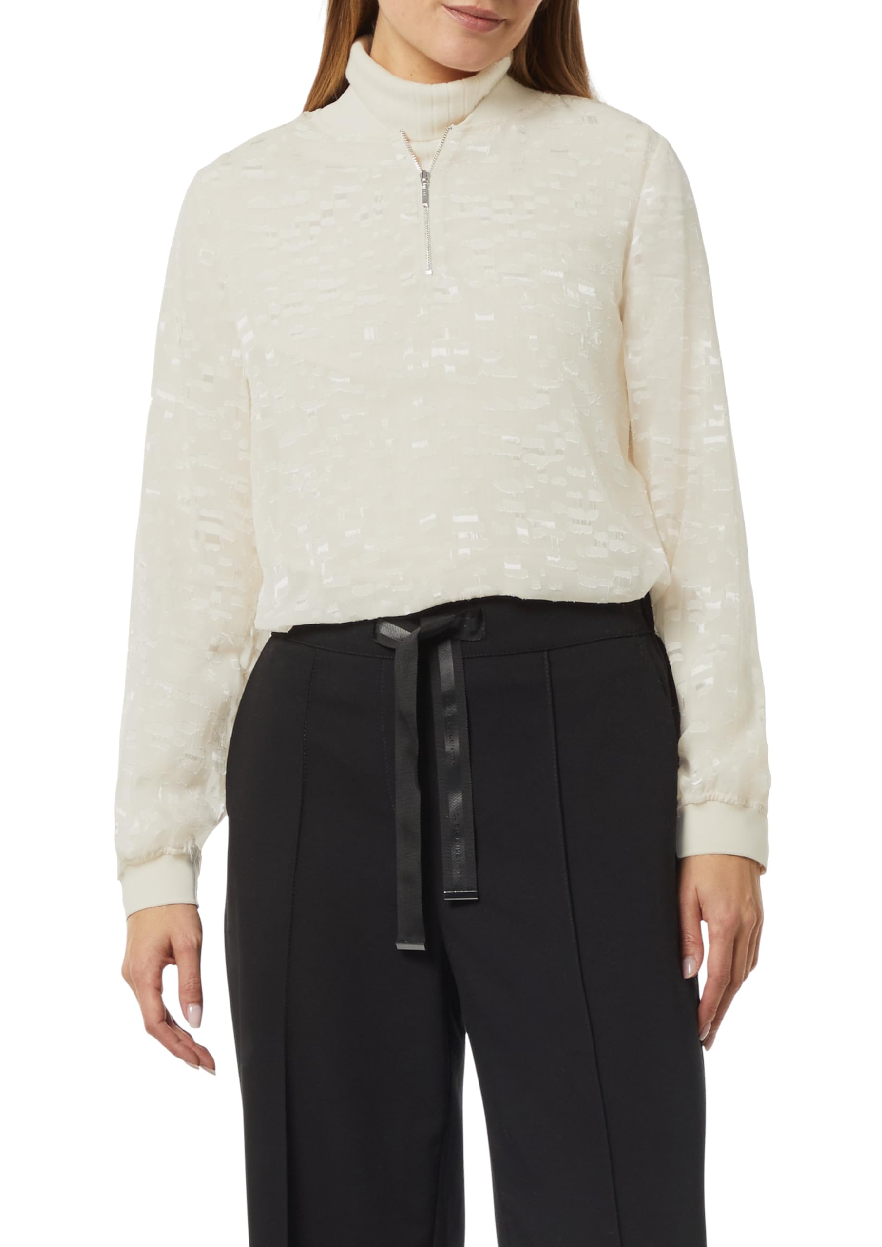 comma-jacquard-bluse-zip-ausschnitt-transparent-minze image 8