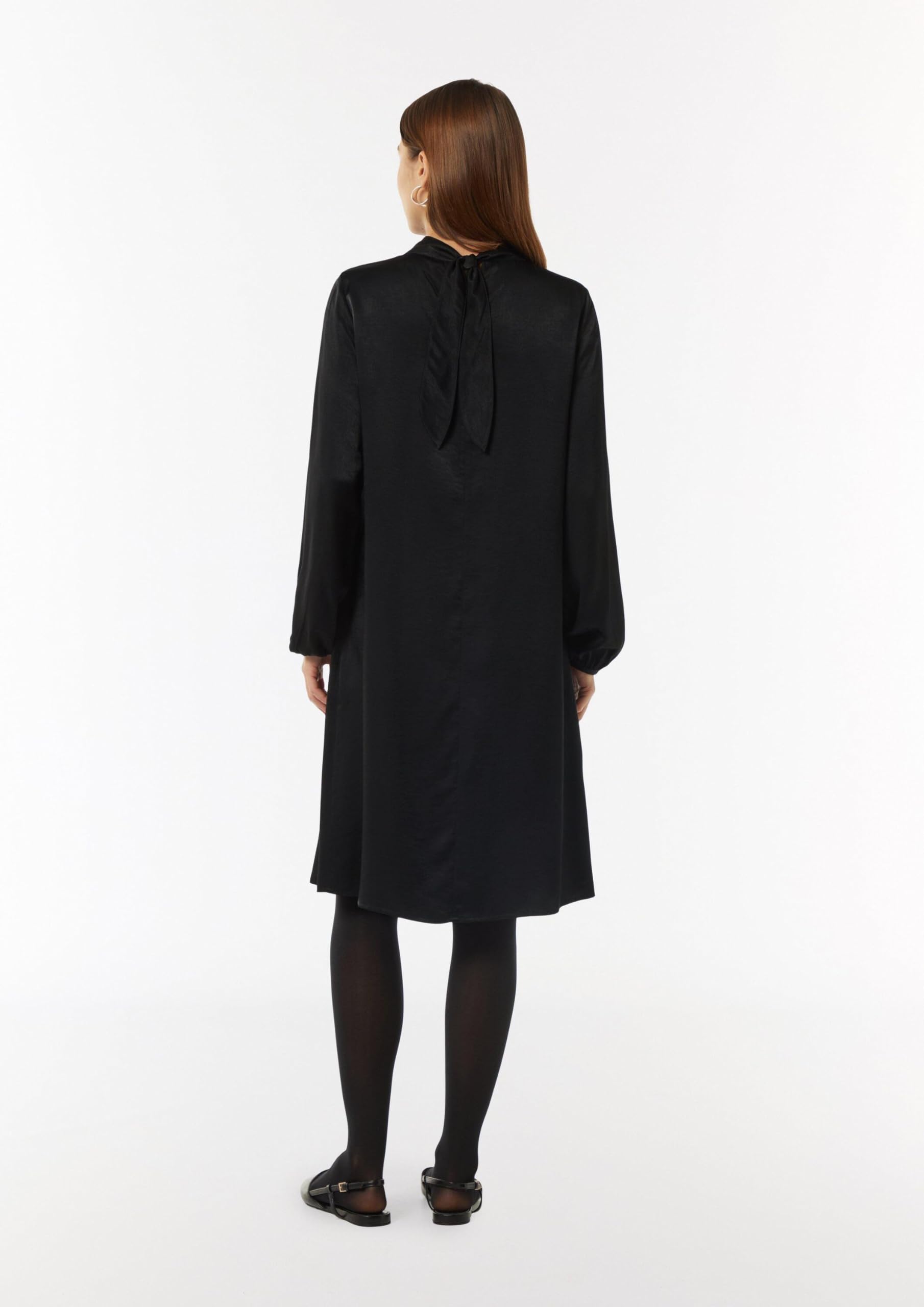 comma-viskosemix-kleid-mit-bindedetail-kleid-schwarz-viskose image 7