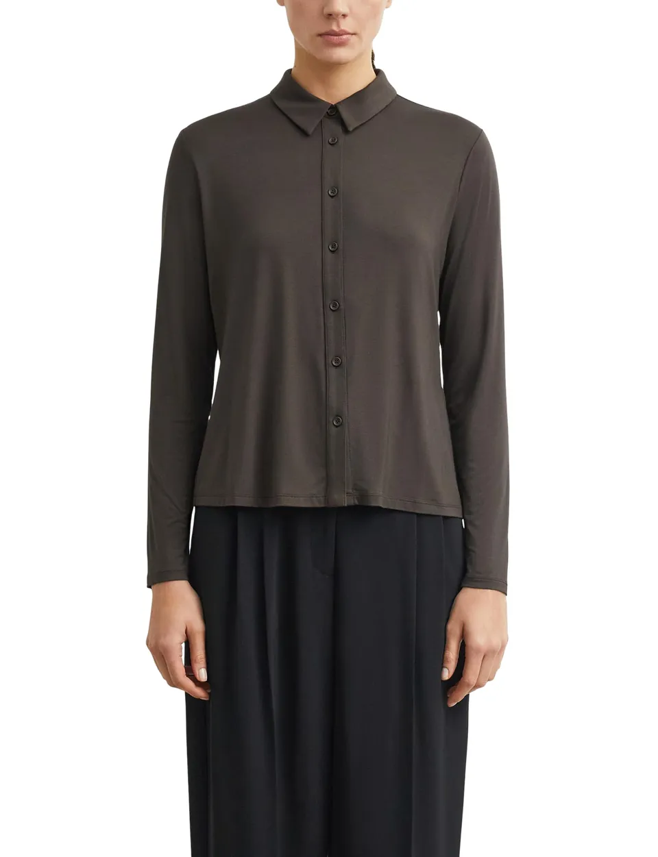 comma-jersey-bluse-hemdkragen-knopfleiste-gr-40 image 1