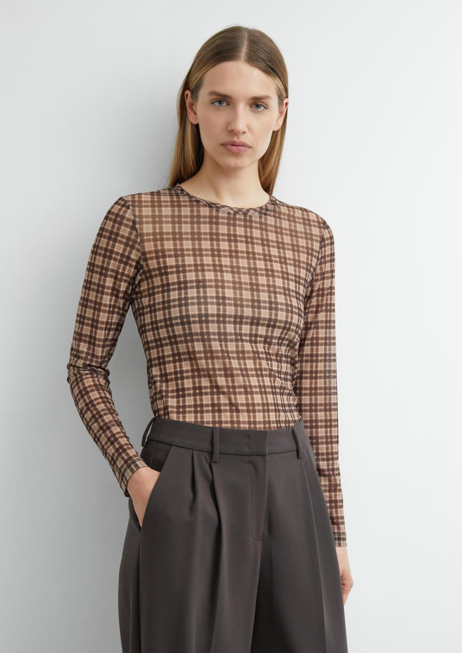comma-longsleeve-mesh-shirt-gr-32-slim-fit-karo-stehkragen image 6