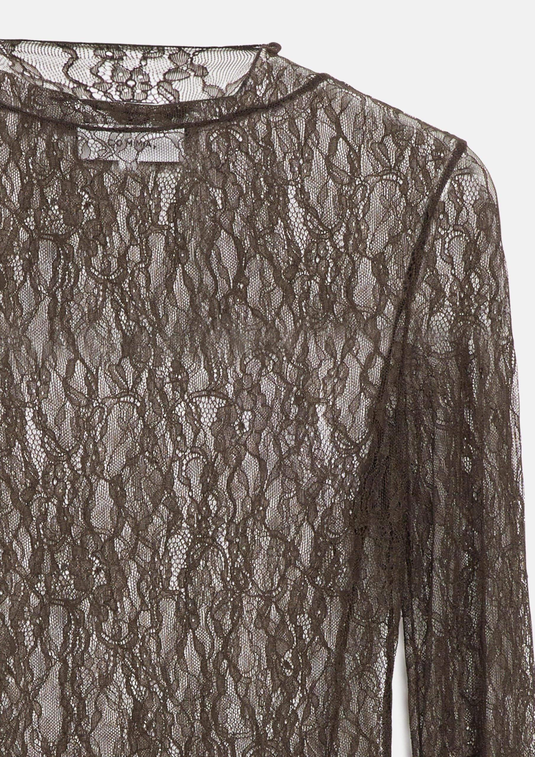 comma-langarm-shirt-slim-fit-dunkelbraun-mit-rollkragen image 5