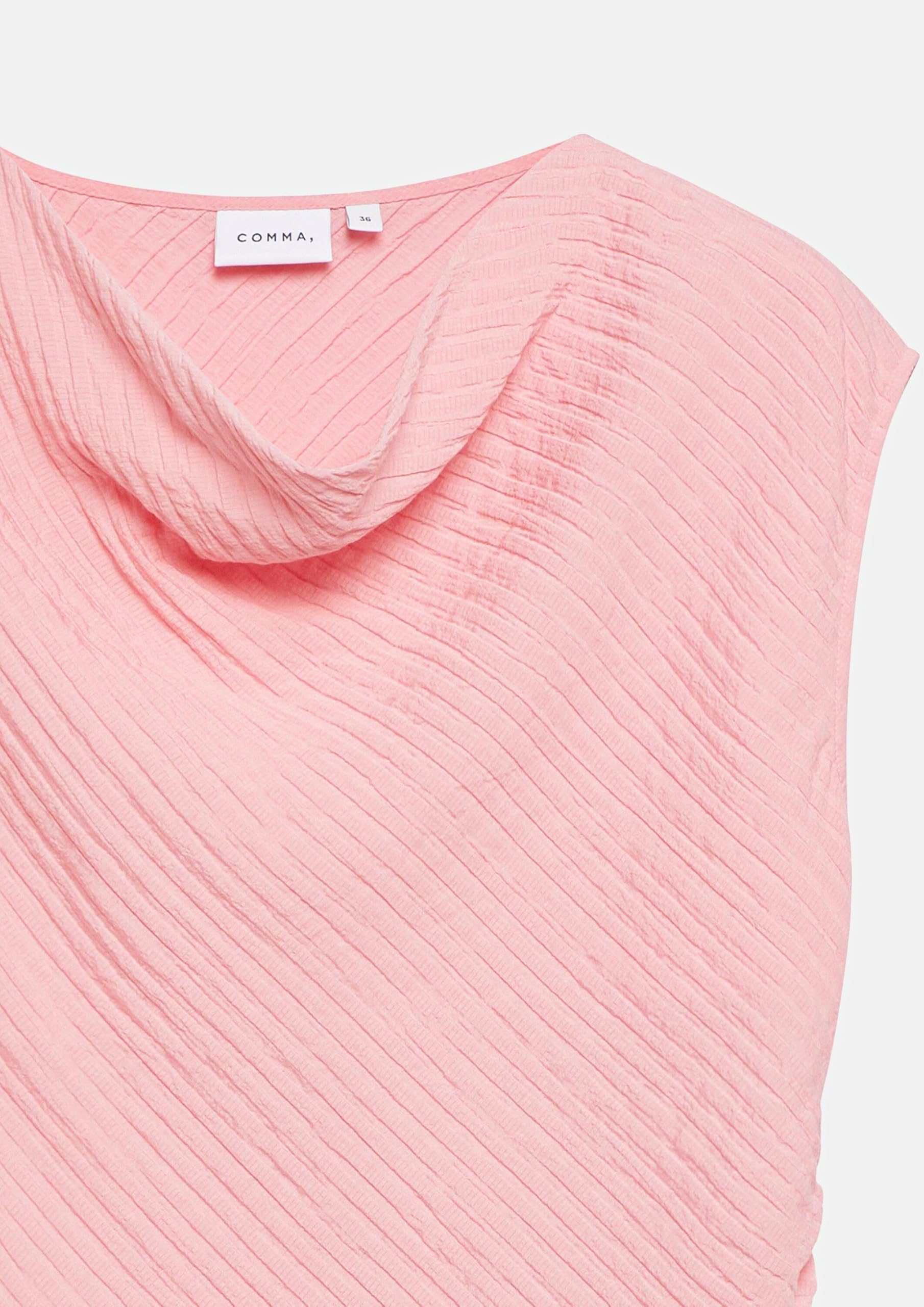 comma-blouses-seersucker-raffung-wasserfall-bluse-rosa-kurzarm image 5