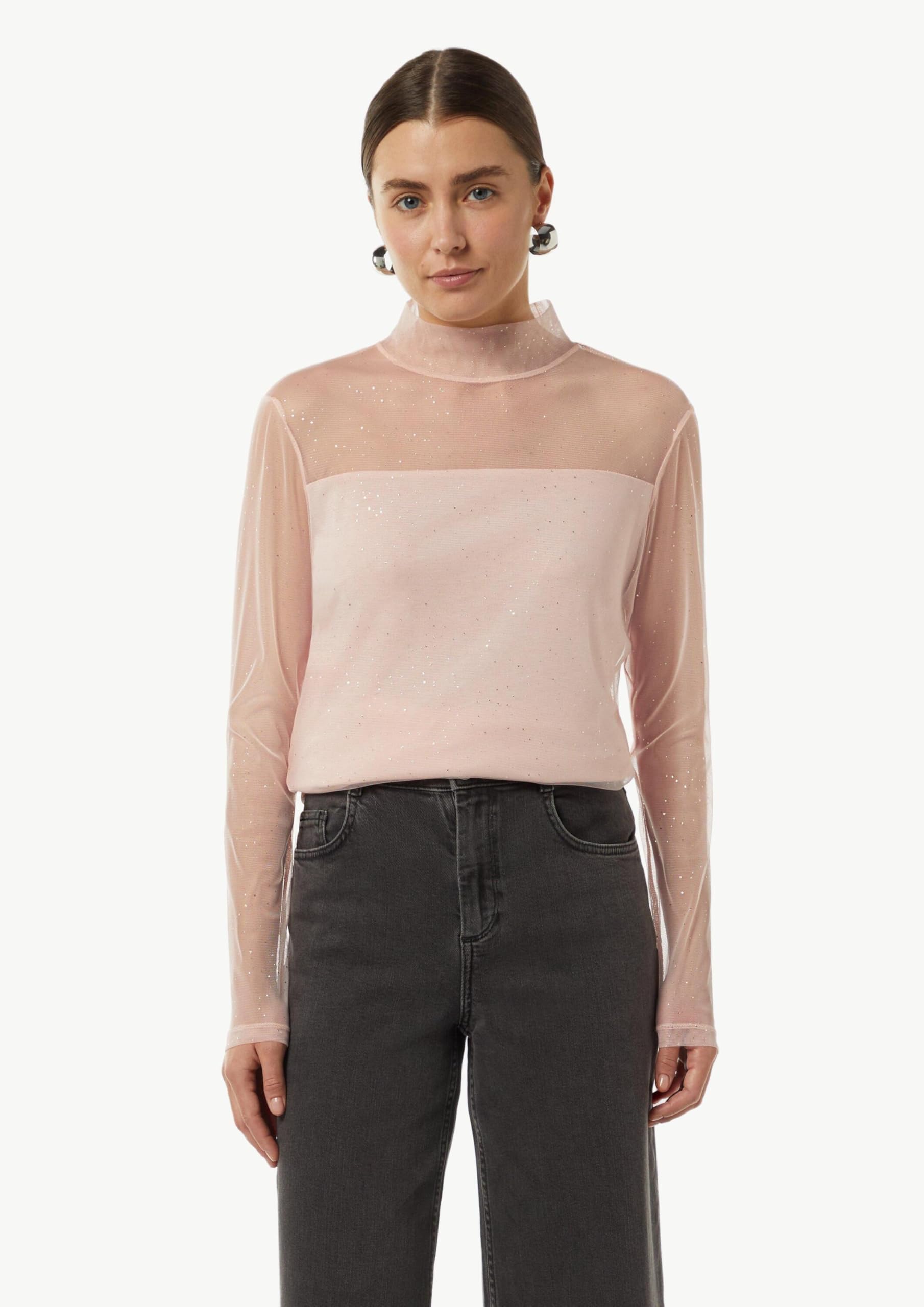 comma-mesh-longsleeve-mit-glitzer-top-bordeaux image 6