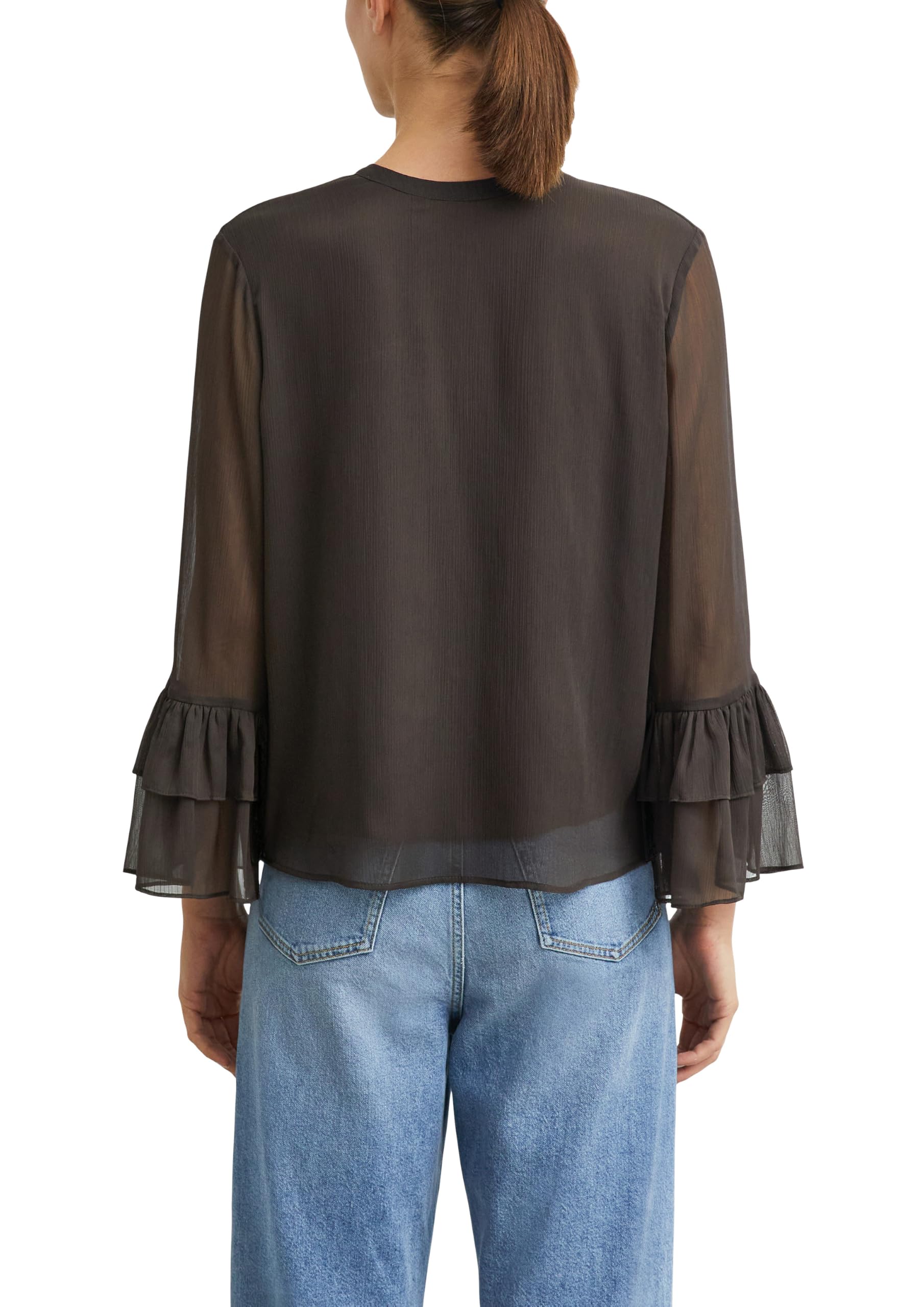 comma-damen-bluse-chiffon-volant-trompeten-rmel-creme image 2