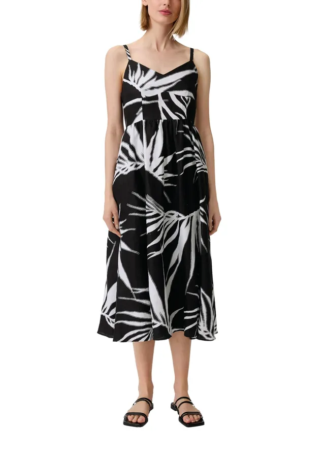 comma-dresses-midikleid-aus-leinen-mit-smok-allover image 1