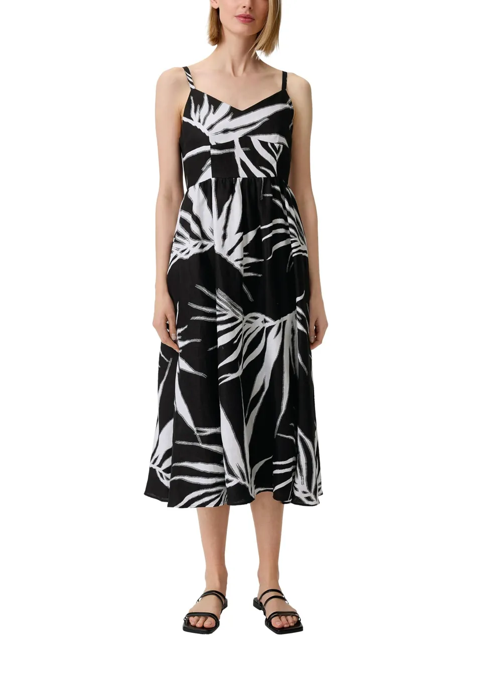 comma-dresses-midikleid-aus-leinen-mit-smok-allover image 1