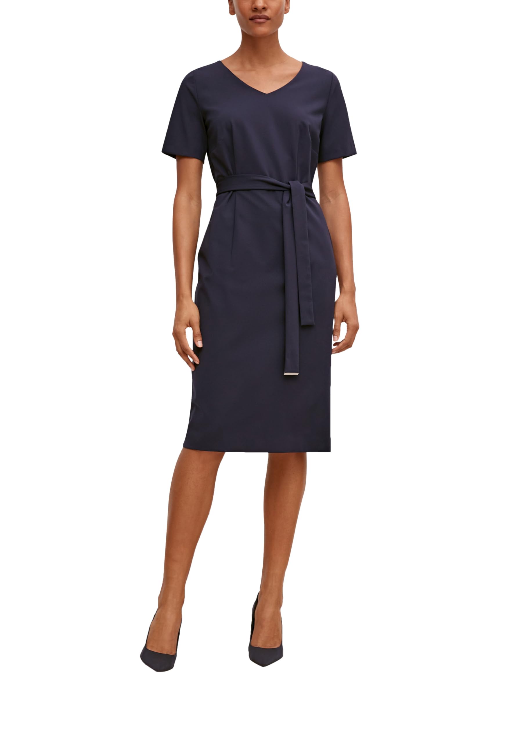 comma-kleid-etuikleid-navy-v-ausschnitt-gr-40 image 1