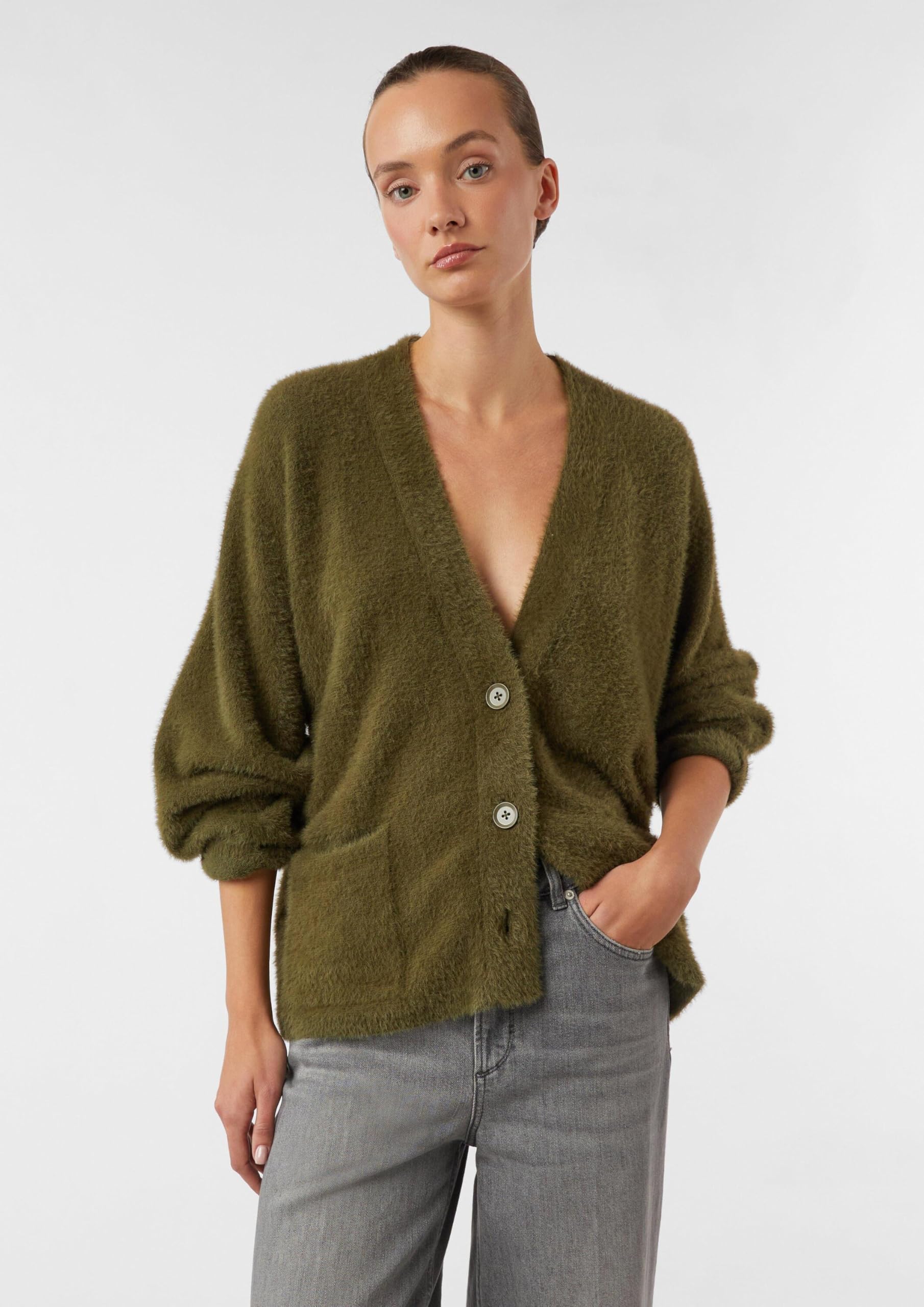 comma-knitwear-cardigan-relaxed-fit-strickjacke-xs-olivgr-n-kuschelig image 3