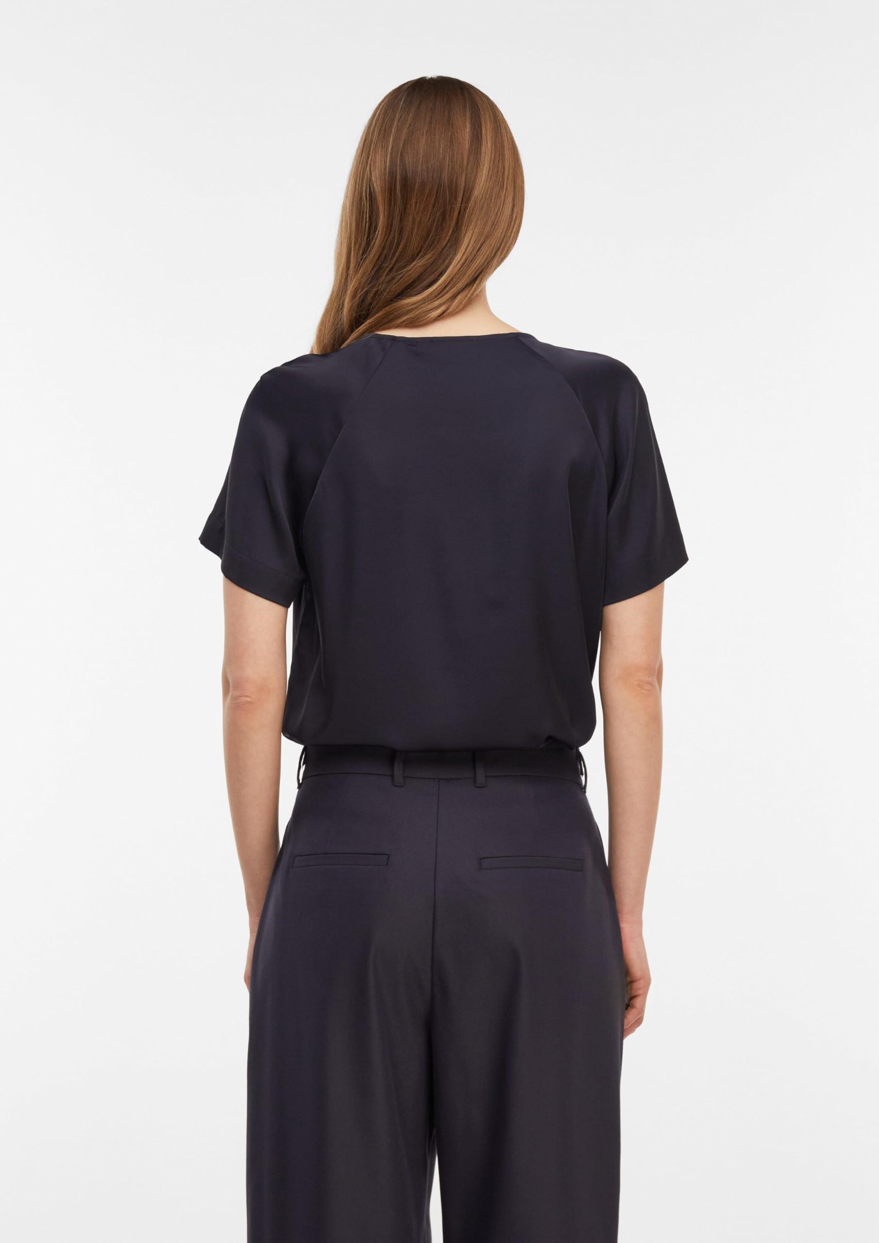 comma-baumwollbluse-kurzarm-faltenfront-schwarz image 7